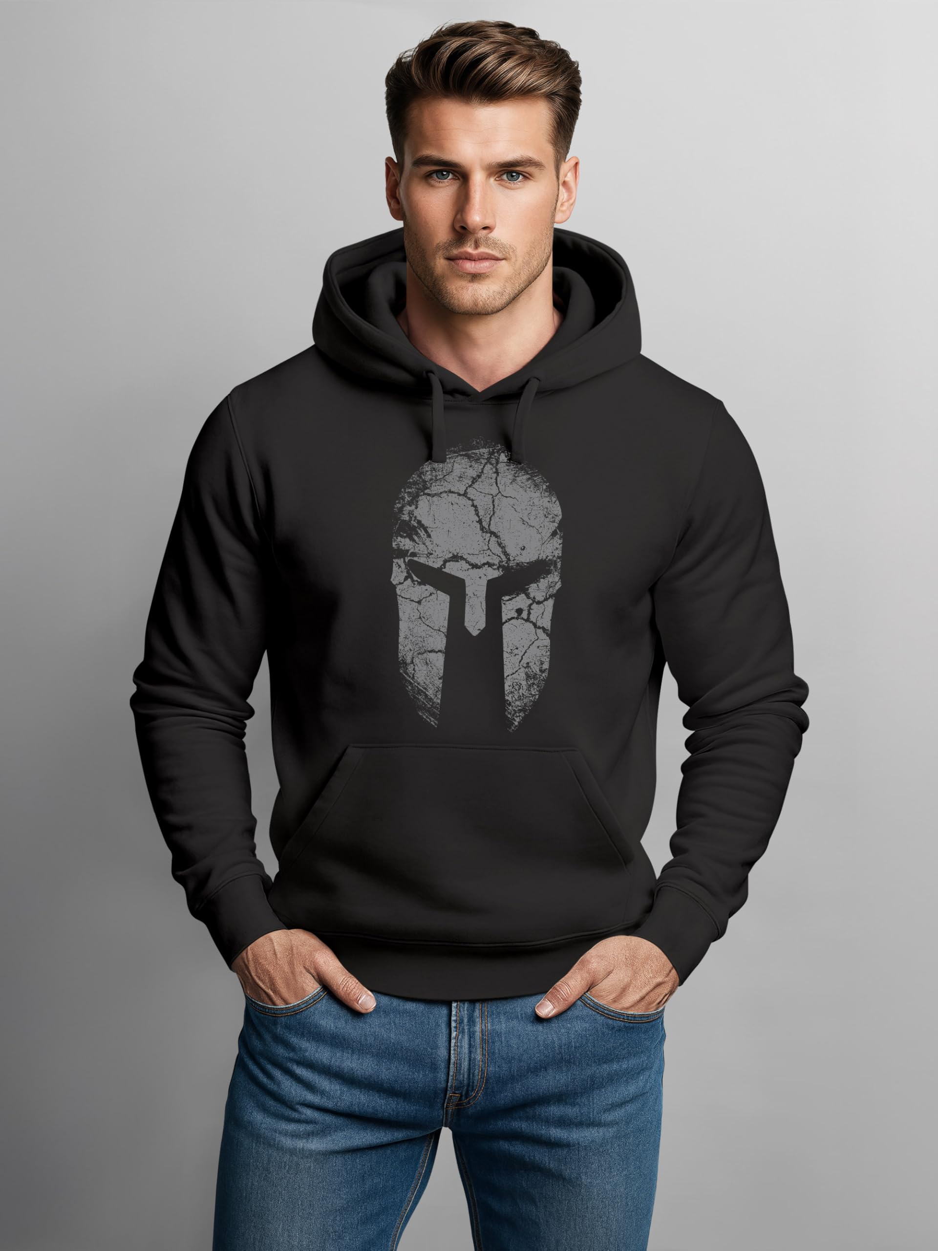 Neverless Felpa con cappuccio da uomo Sparta Casco Spartan Warrior Print Felpa con cappuccio Uomo Fashion Streetstyle