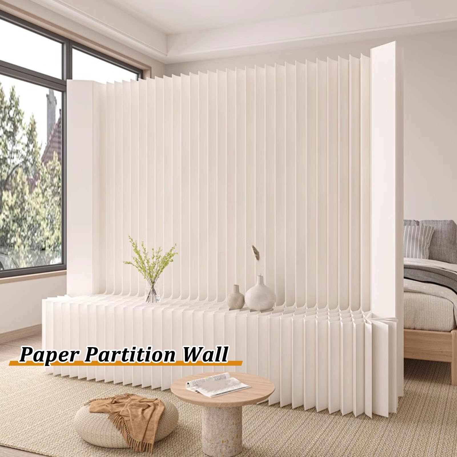 Rideaux de séparation de pièce, cloison Murale en Papier avec étagères, Pliable et Flexible pour Une intimité optimale dans Un Bureau à Domicile (78,8 x 70,9 Pouces)