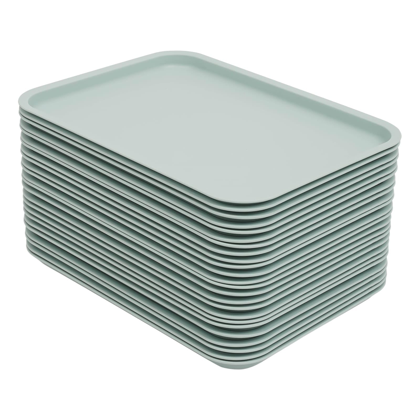 Lot de 24 Plateaux de Service en PP, Compatibles Lave-Vaisselle et Micro-Ondes, 36 x 27cm, pour Fast-Foods, Restaurants, Cafétérias (Bleu)