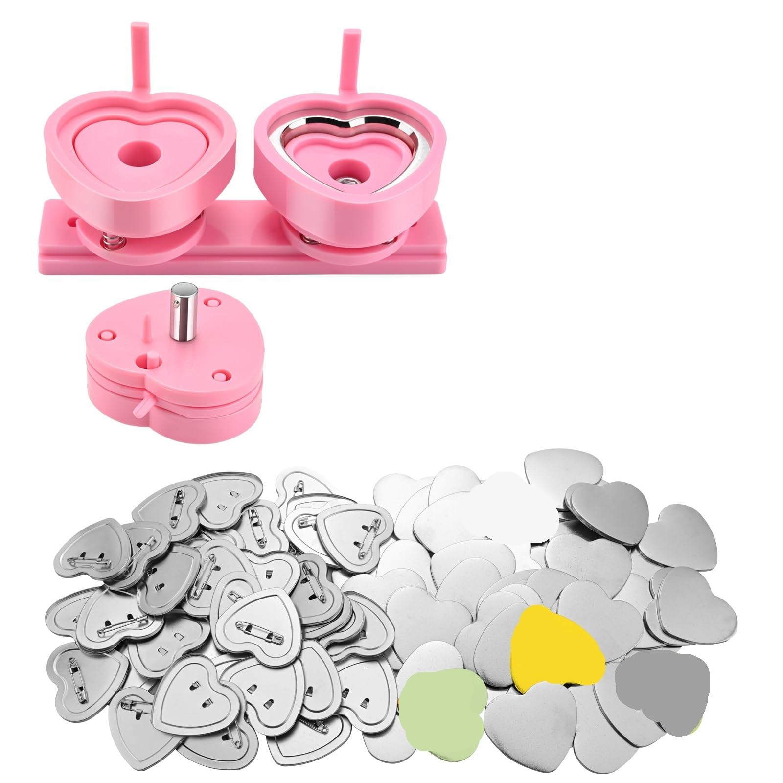 Kit de fabrication de badges, Moule de fabrication boutons d'épingle d'insigne 57mm en forme cœur, Machine presse à poinçonner