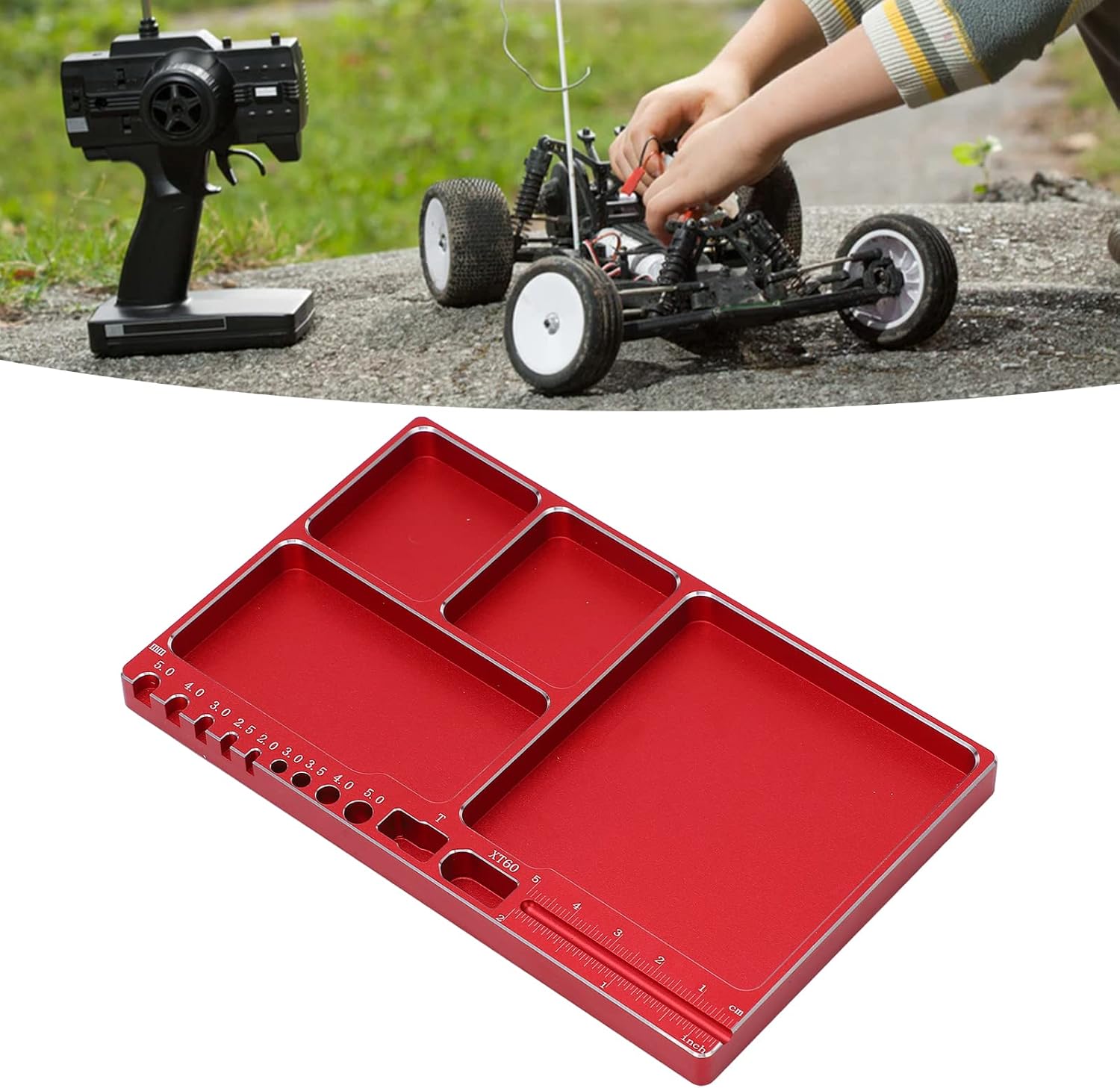 Dilwe RC Aluminium Alloy Magnetic Screw Tray with Pad for RC Model Toy Repair, Electronic Repair Kit Tool Organizer