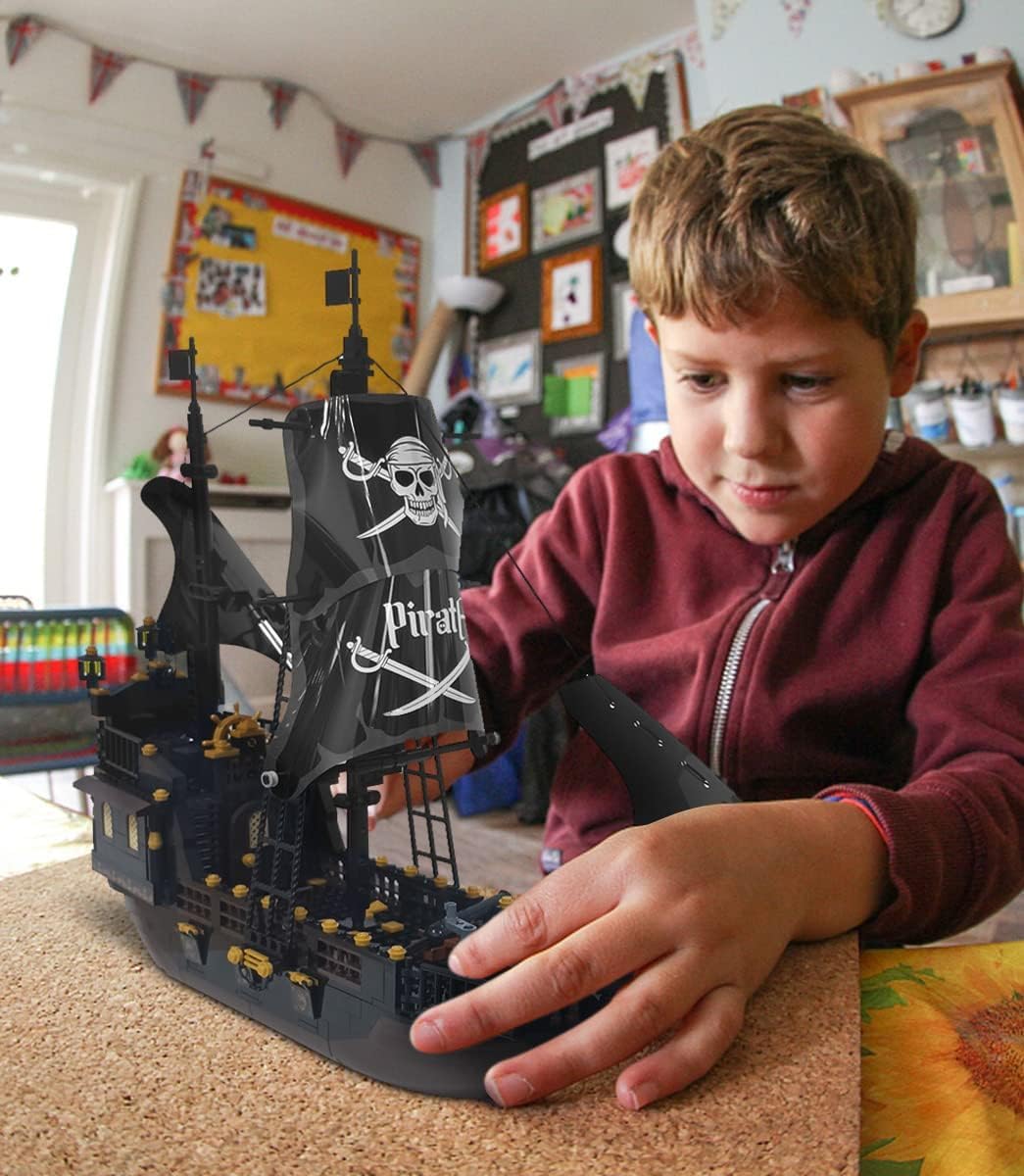 TOY PLAYER Piratenschiff Black Hawk Klemmbausteine Bausteine Ideas Bauspielzeug?Kompatibel Mit Lego Piraten Geschenk für 8-16 Jungen und Mädchen für Erwachsene Piratenschiff 652PCS - Image 3