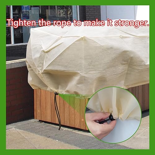 Miniatura 9 de DINGBAI Plant Frost Cover, Rectangular Planter Plant Winter Frost Blanket, Plant Frost Tree Cover Bag with Zip Drawstring, Reusable Frost Fabric for