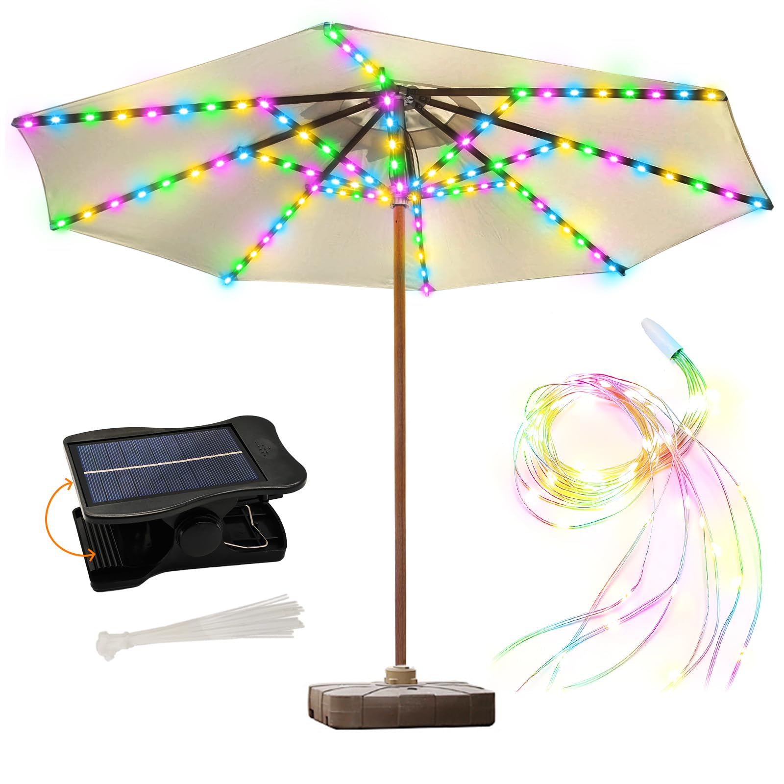Solar Umbrella Lights, 8 Strands 112 LEDs Patio Umbrella Lights Outdoor