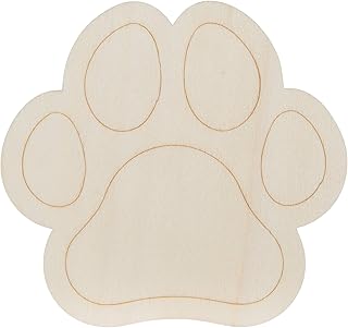 Small Wood Paw Print Cutout - Stain or Paint - 3 9/16 x 3 13/16 Inches