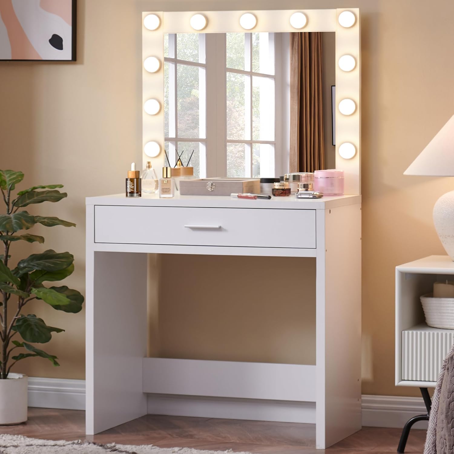 FITSCROPR Vanity Desk with Lamp Bulb Mirror Makeup Vanities