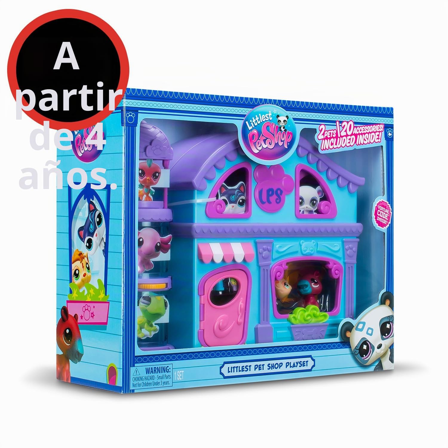 Bandai – Littlest Pet Shop – La Grande Maison Des Pet Shop – Estuche de Juego con 2 Pet Shop Incluido y 20 Accesorios – Mini-Figurinas para Animales coleccionables – Juguete Infantil de 4 años y + –