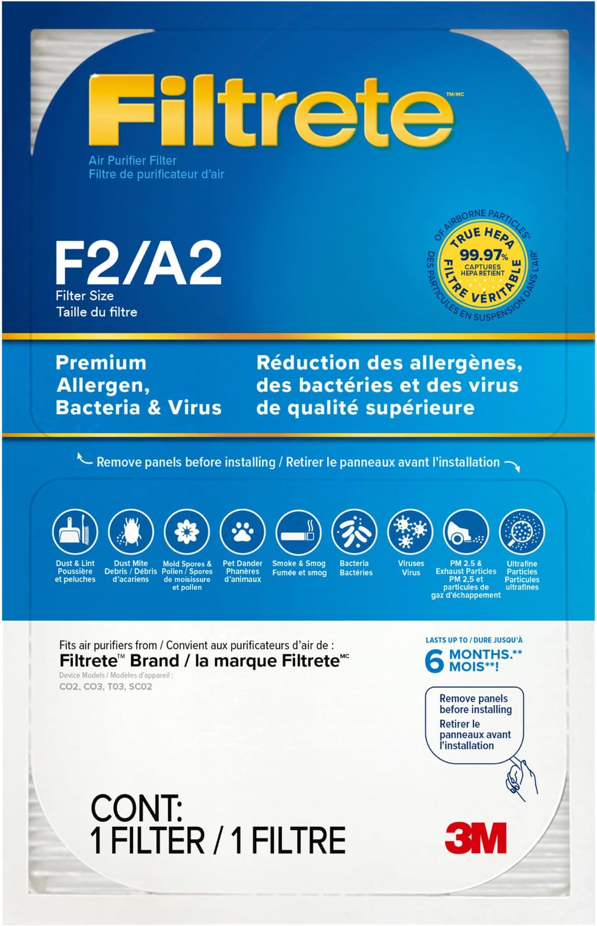 Premium Allergen Air Filter: for Smart Air Purifier 150 Sq. Ft. Medium Room (White)