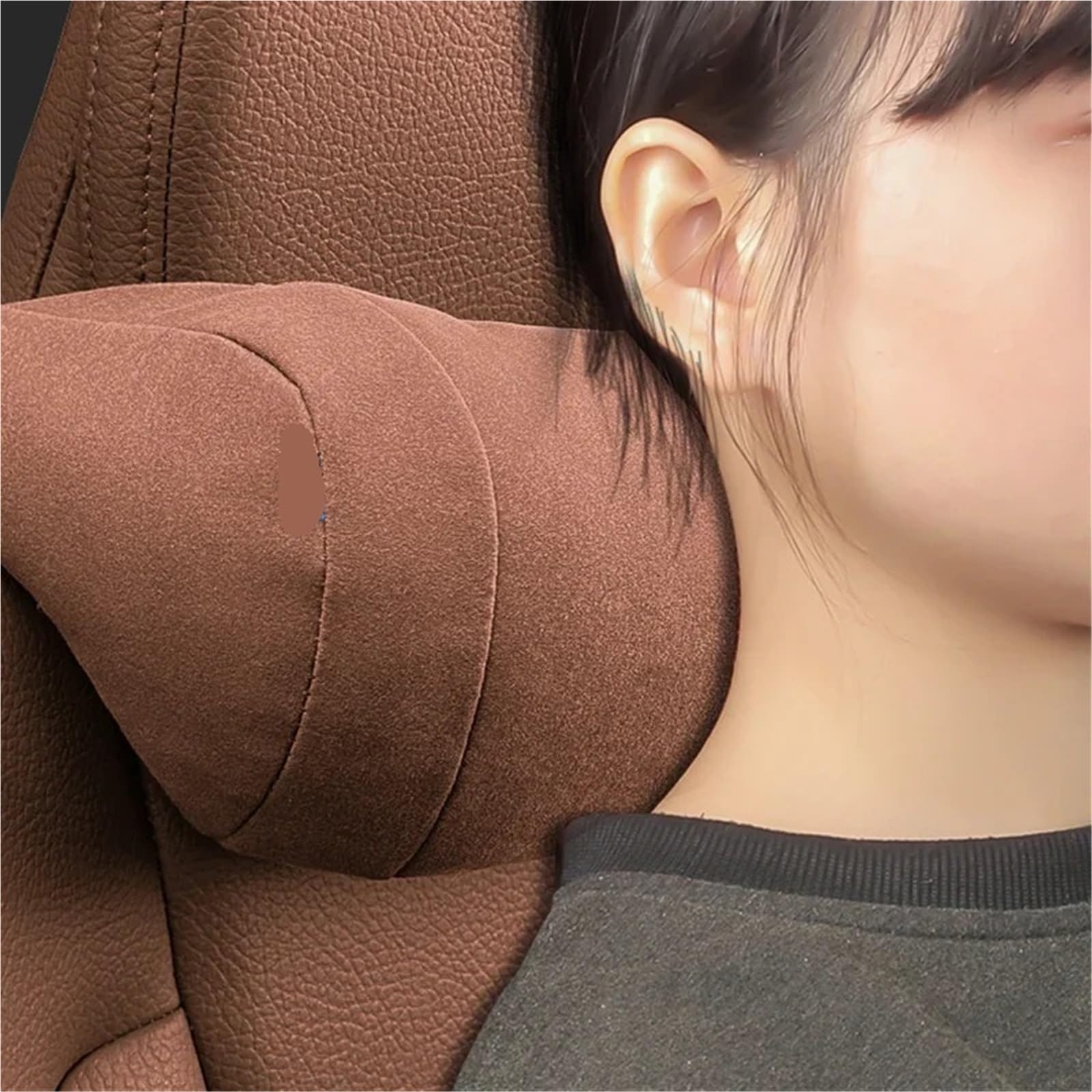Car Pillow Driving Seat Cuscino per poggiatesta in pelle scamosciata per auto, in cotone con memoria, per interni auto, adatto per Volvo XC60 XC90 S60 S90 V60 V90 XC40 C40(Brown-2pcs)