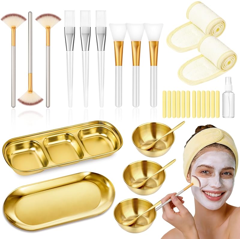 Kit de ferramentas faciais Nyxuso com 32 peças, cor dourada