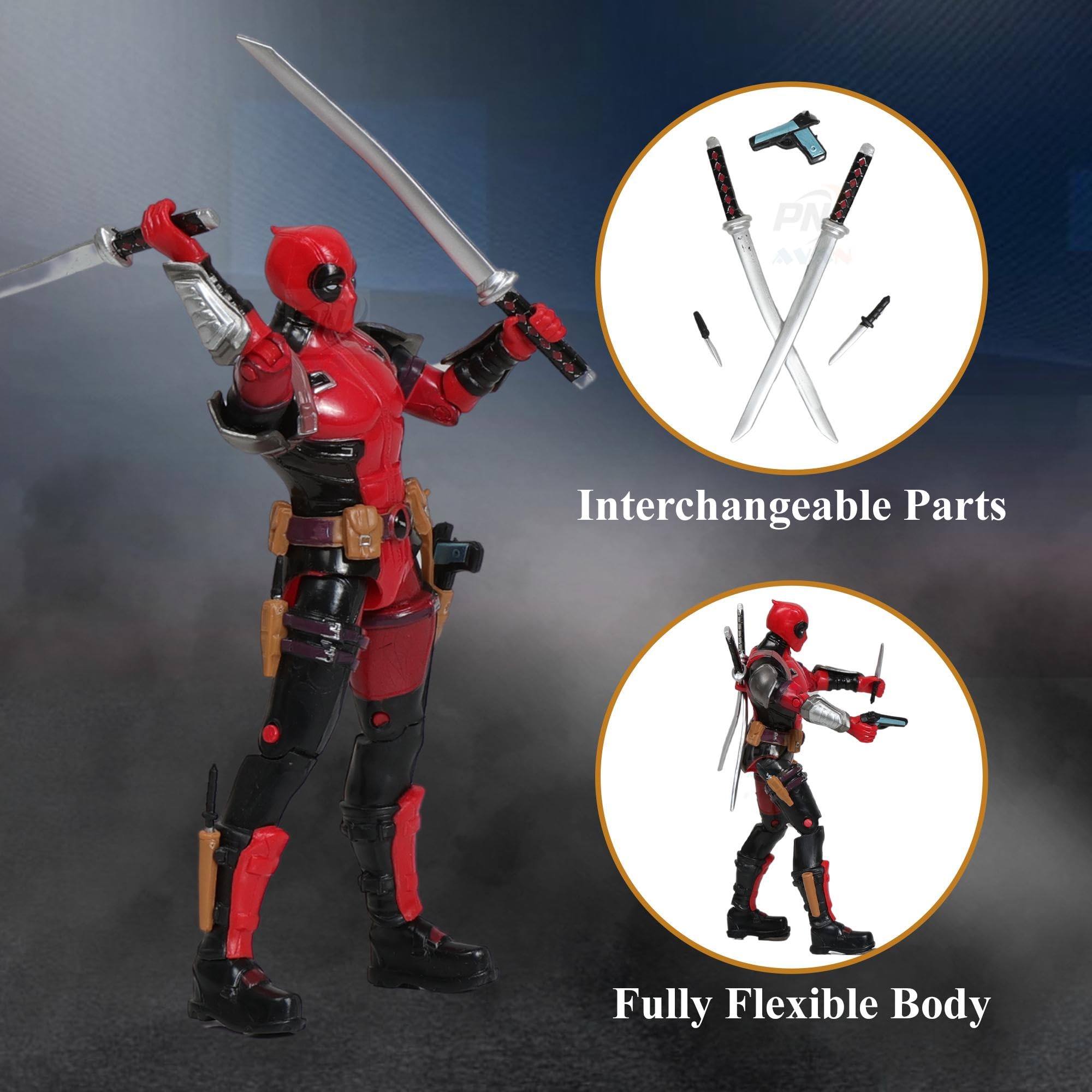 PN AVAN Superhero Action Figure Toys,Set Character Toys for Kids (Daedpool Model 3) - Image 3 thumbnail