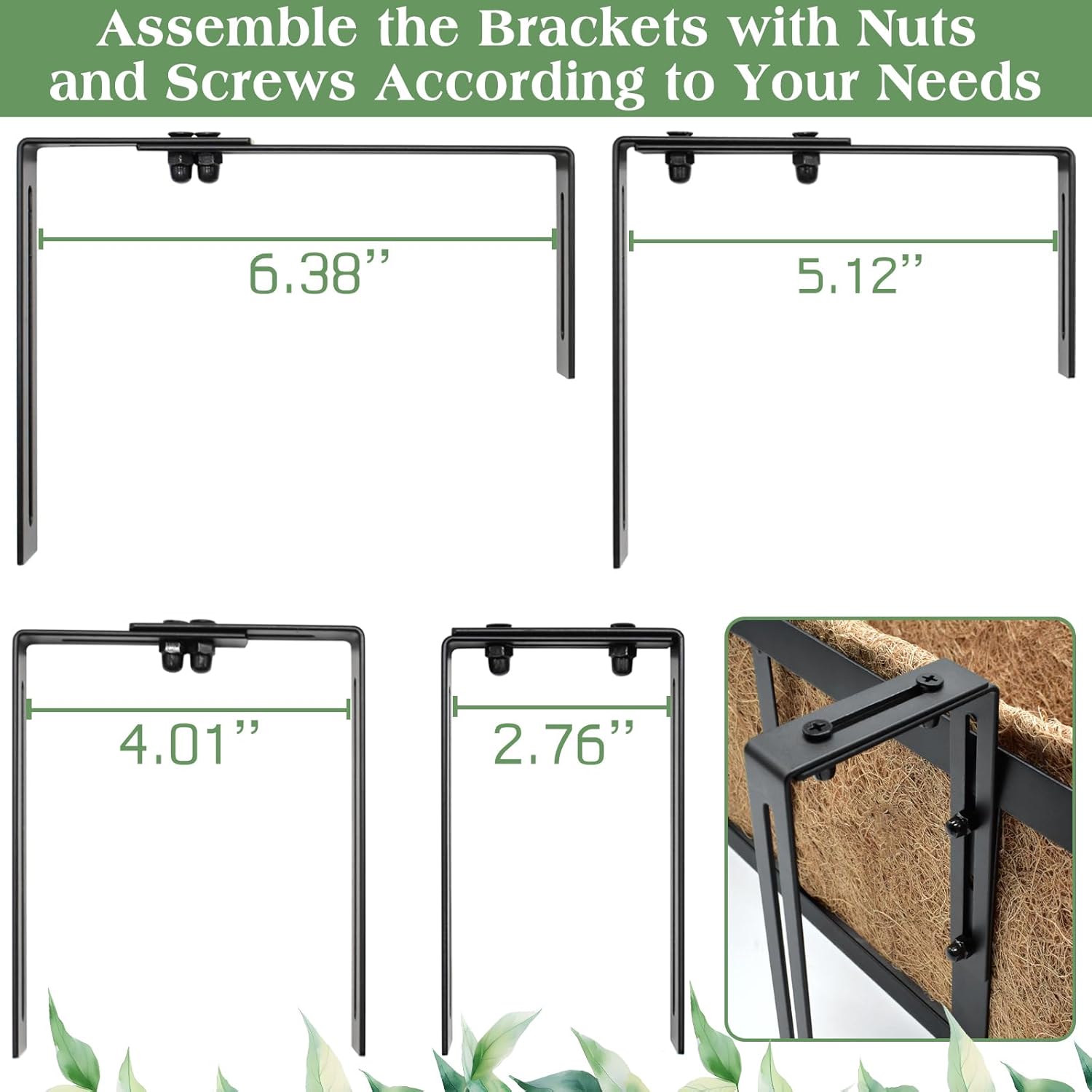 Halatool 2 Pack 30 Inch Window Box with Coco Liner Sturdy Metal Deck Railing Planter with Coconut Coir Basket Liners for Windowsill Fence Porch Balcony and Patio Outdoor Indoor Lawn