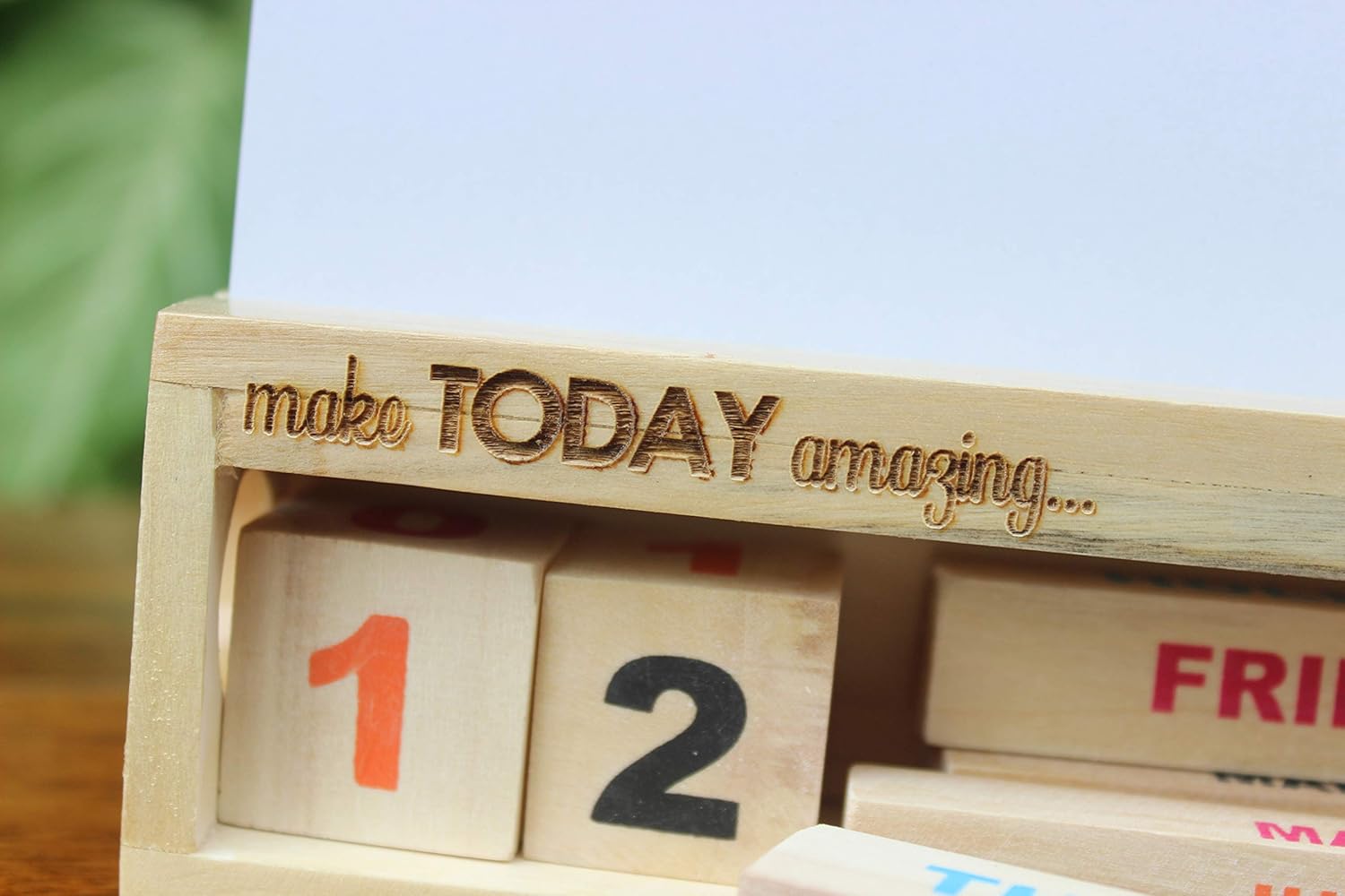 IVEI Wooden Desk Calendar with White Board and a Quote - Utility Desk Calendar - Wooden Perpetual Calendar Set for Desk Decor, Study Room - Endless Calendar with White Board for Office, School, Home