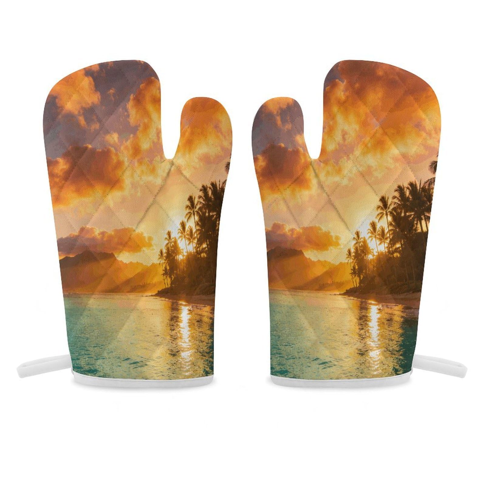 Coconut Shadows at Sunset Oven Mitt Heat Resistant Potholder Set,Durable Oven Gloves for Gifts,Glove Pot Holder for Cooking Baking Grilling BBQ