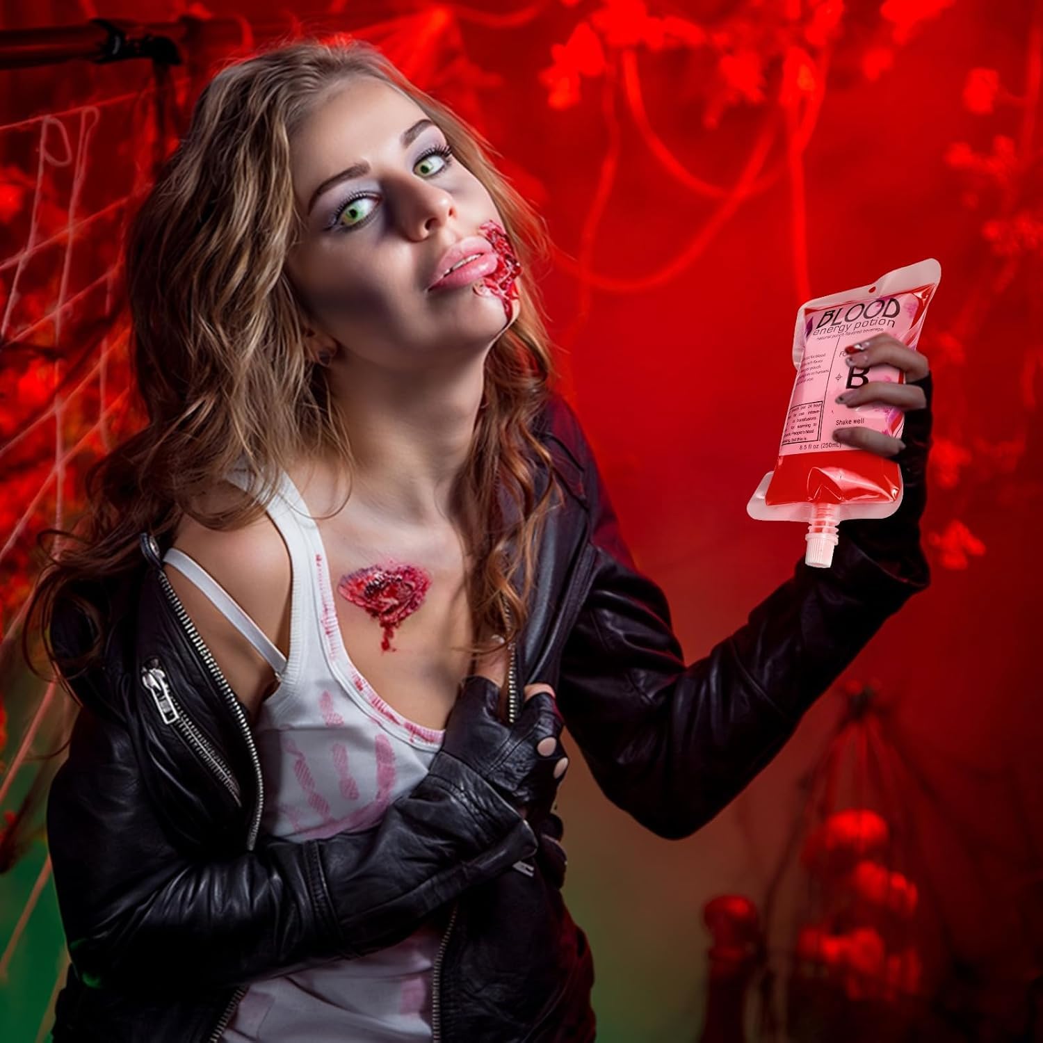 Confezione da 20 sacchetti di sangue di Halloween per bere sacche di sangue da 250 ml contenitori per bevande per feste di Halloween per vampiri ospedale zombie bomboniere per feste in costume
