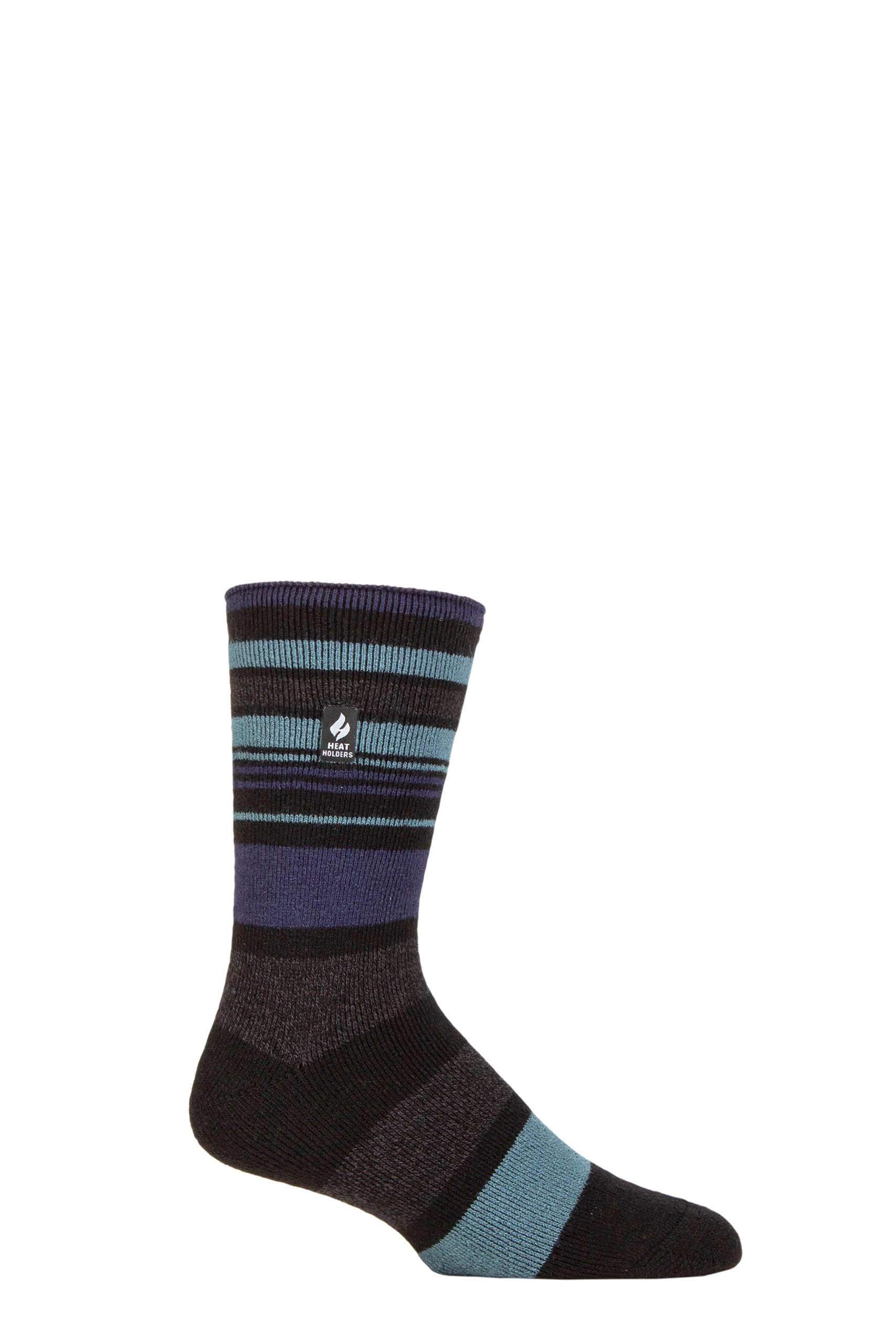 Heat Holders Men's Altun Multi Stripe Black Sockshop 1.6 Tog Lite Striped, Patterned & Argyle Socks Pack Of 1 (Uk, Numeric, 4, 8, Regular, Regular, )