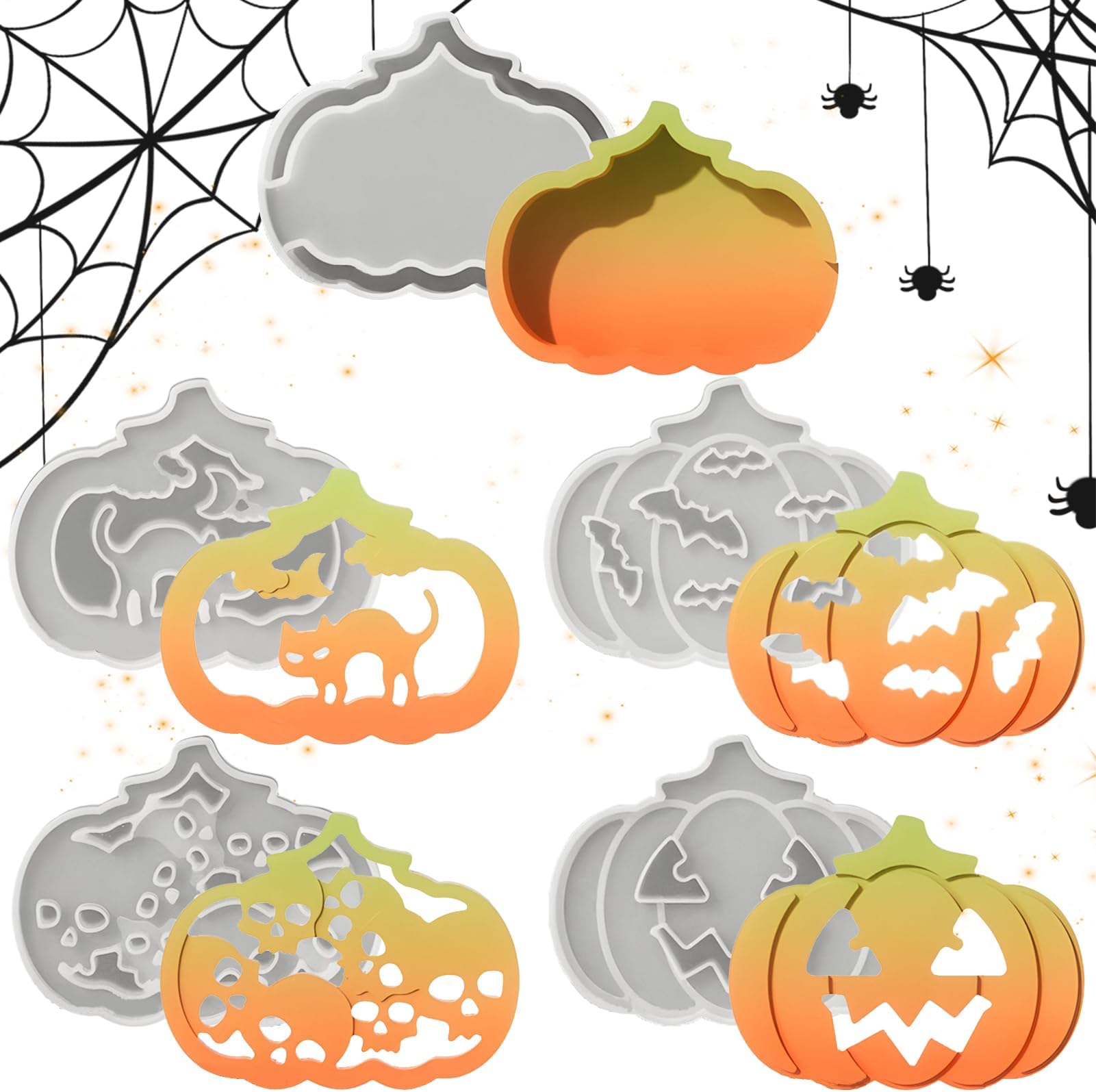 Pumpkin Cake Pop Mold | Plaster Moulds | Halloween Casting Mold Kit for Clay Plaster Resin Crafting Adults Kids Soap Candle Making