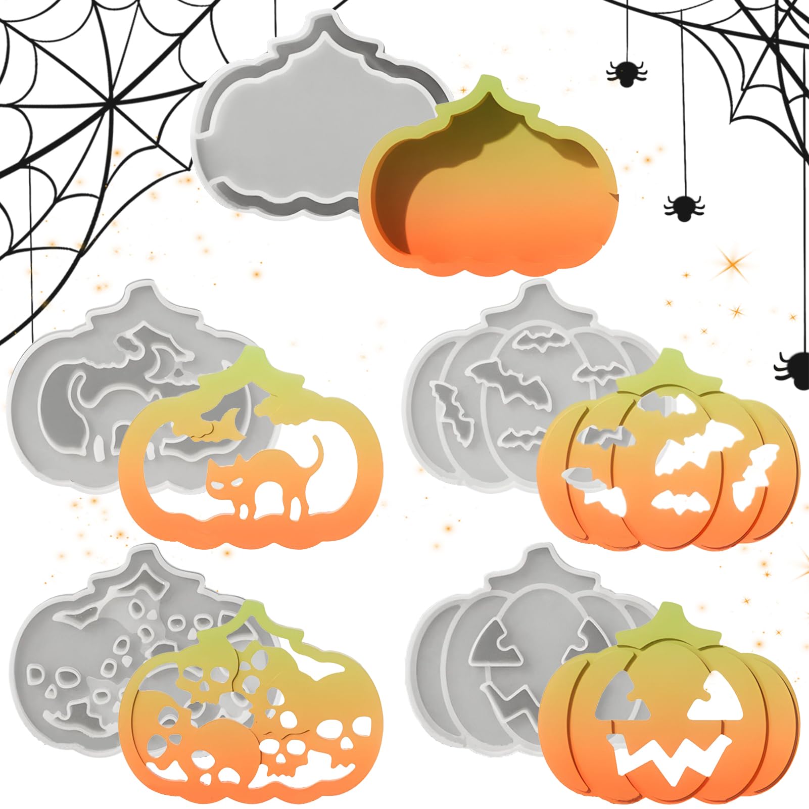 Pumpkin Cake Pop Mold | Plaster Moulds | Halloween Casting Mold Kit for Clay Plaster Resin Crafting Adults Kids Soap Candle Making