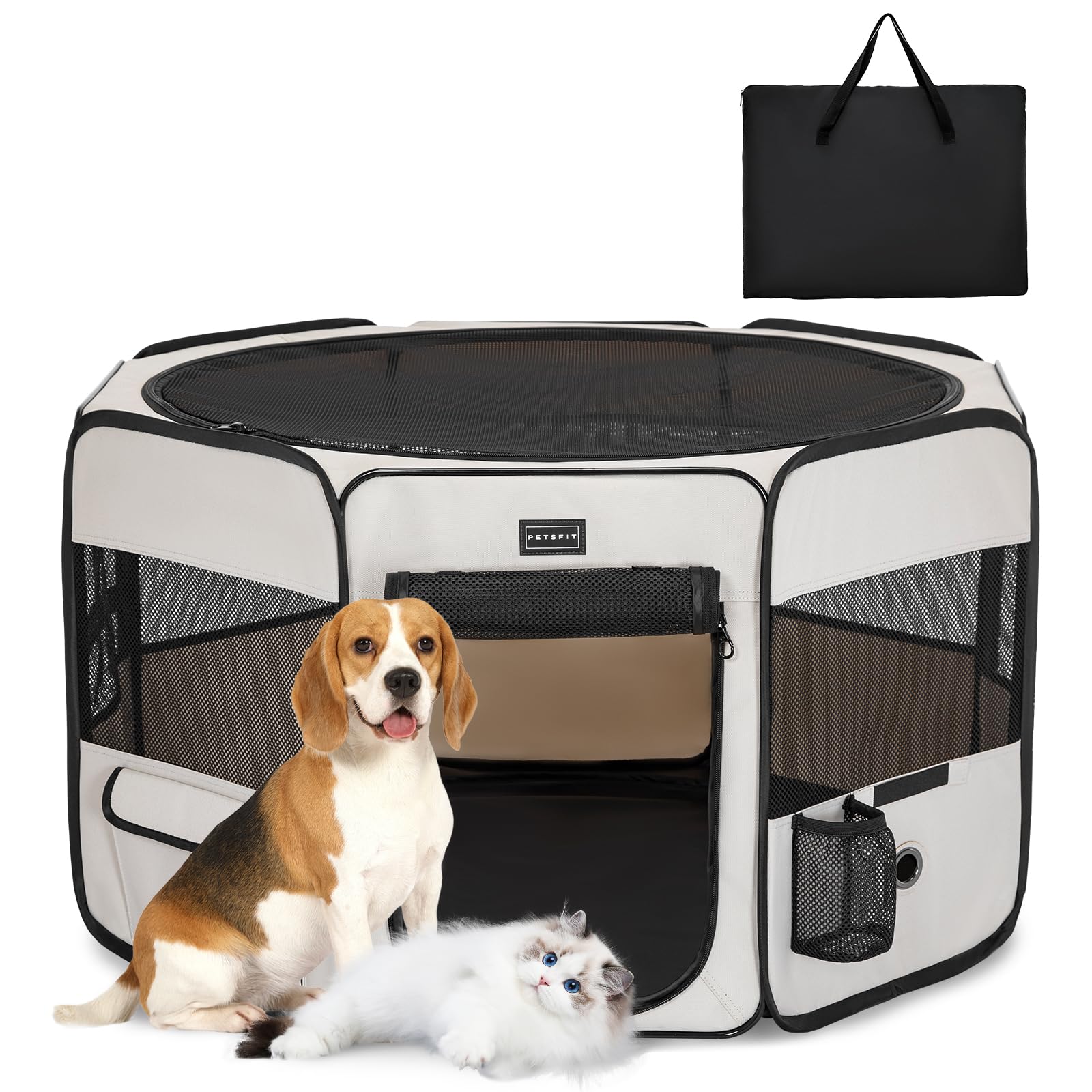 Petsfit Portátil Parque para Perros,Parque Perros para Perros Conejos Gatos,Impermeable Parque de Juego de Tela Oxford,Diseño Pop-Up