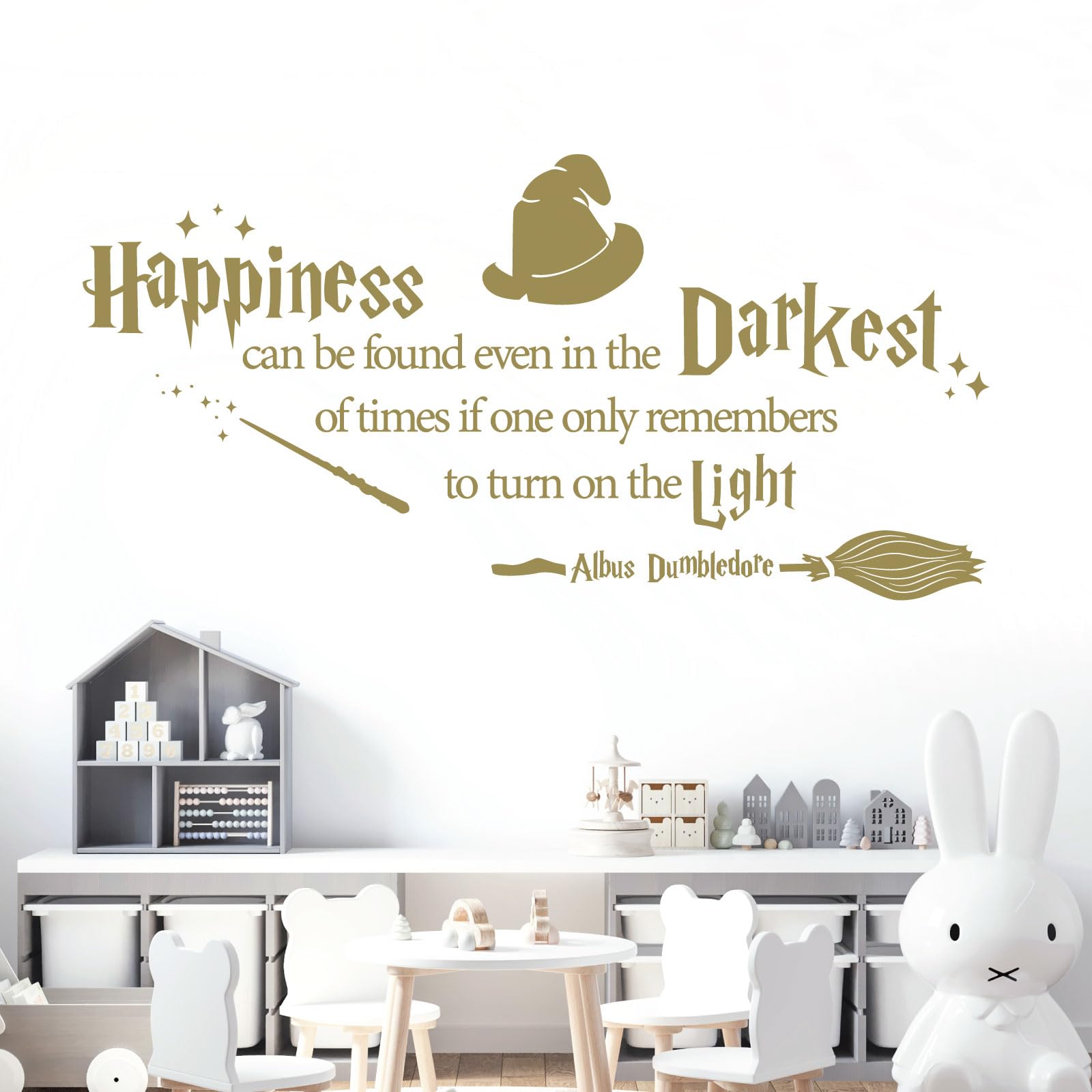Happiness can be Found Even in the Darkest of Times - Book Quote Decal Wall Sticker [XLarge] [Gold]