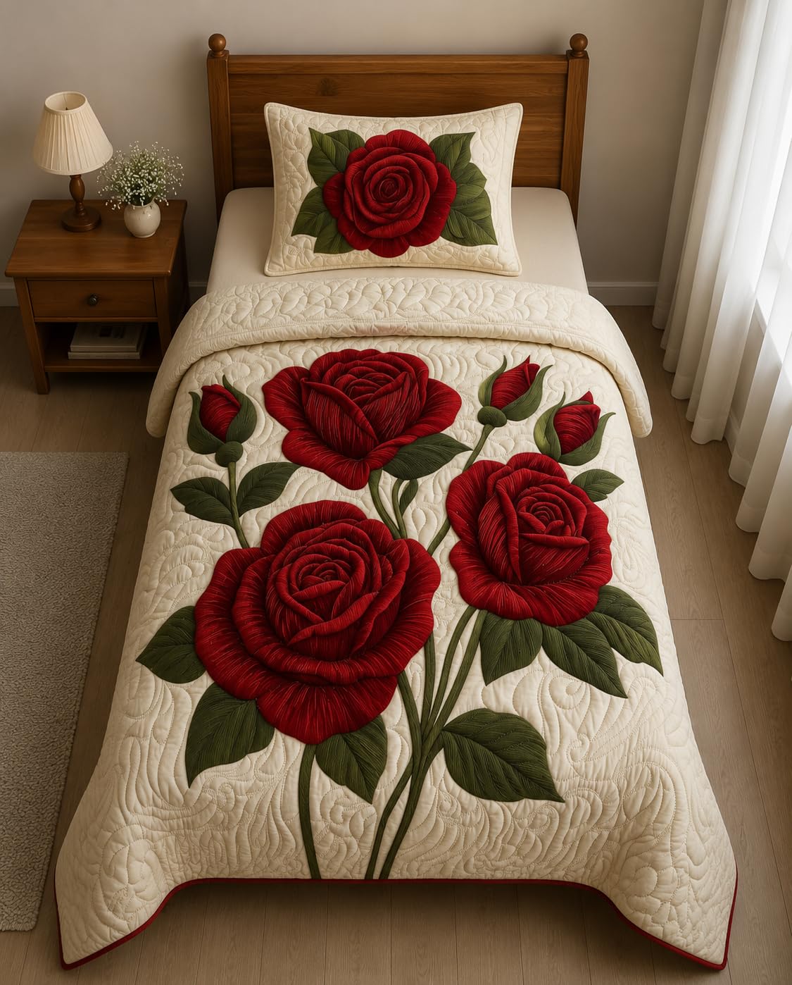 rosealia 7d digital print single bedsheet with pillow cover | soft & comfortable single bed sheet set | 60x90 inch bedding for home bedroom use (design 5)