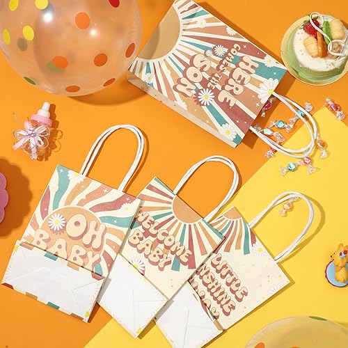 Miniatura 3 de Fulmoon 16 bolsas de regalo de «Here Comes The Son» para decoración de baby shower, bolsas de dulces retro boho para baby shower, revelación de