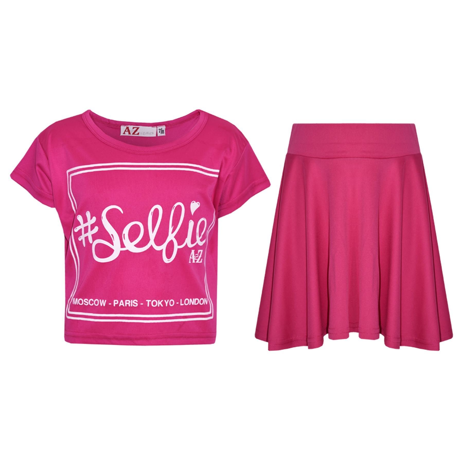 A2Z 4 Kids Girls Top Kids Selfie - New Crop Top #Selfie Skirt Pink 13