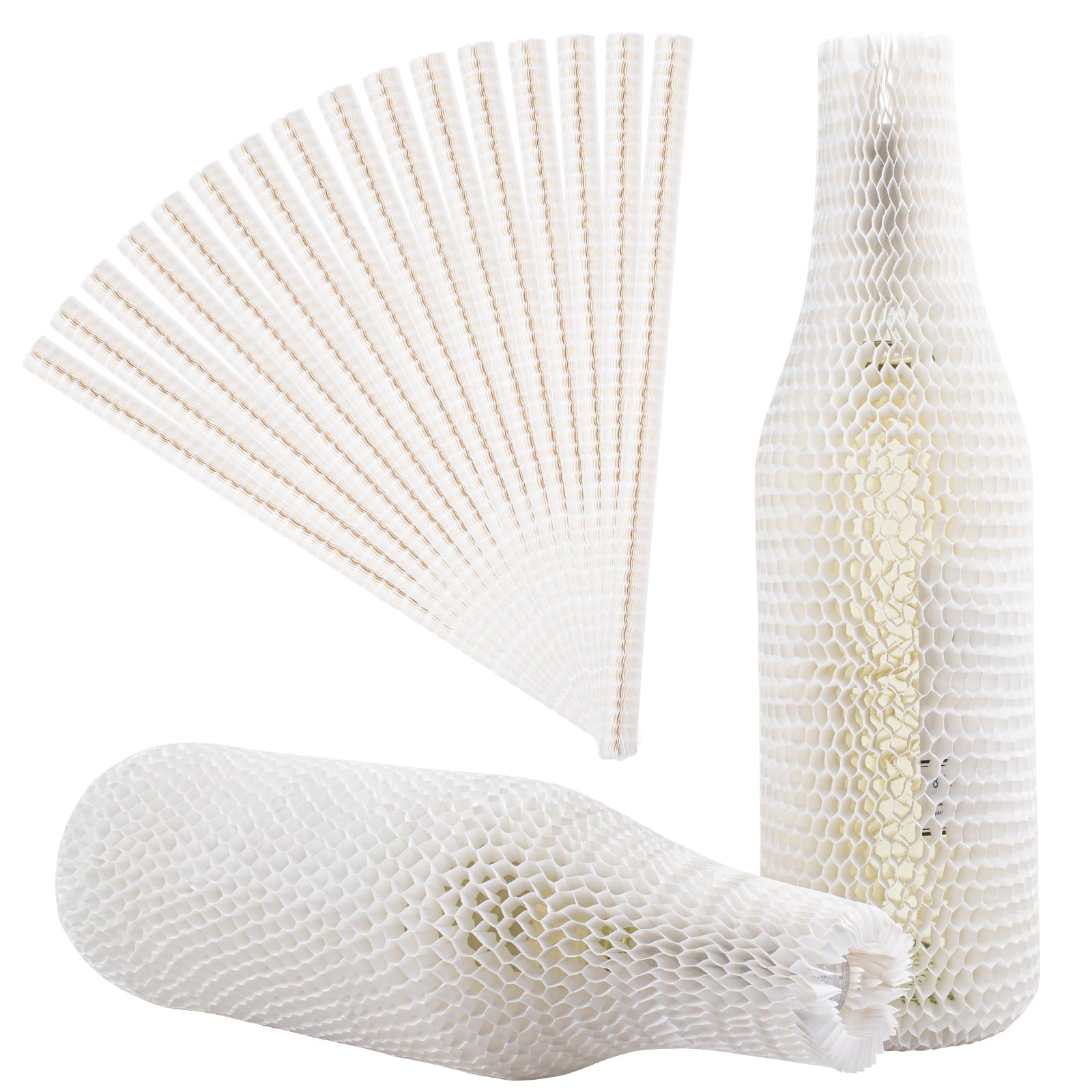 Lot de 36 sacs à vin en papier nid d'abeille réutilisables et incassables pour voyage, avion, voiture, résistants aux chocs - Blanc