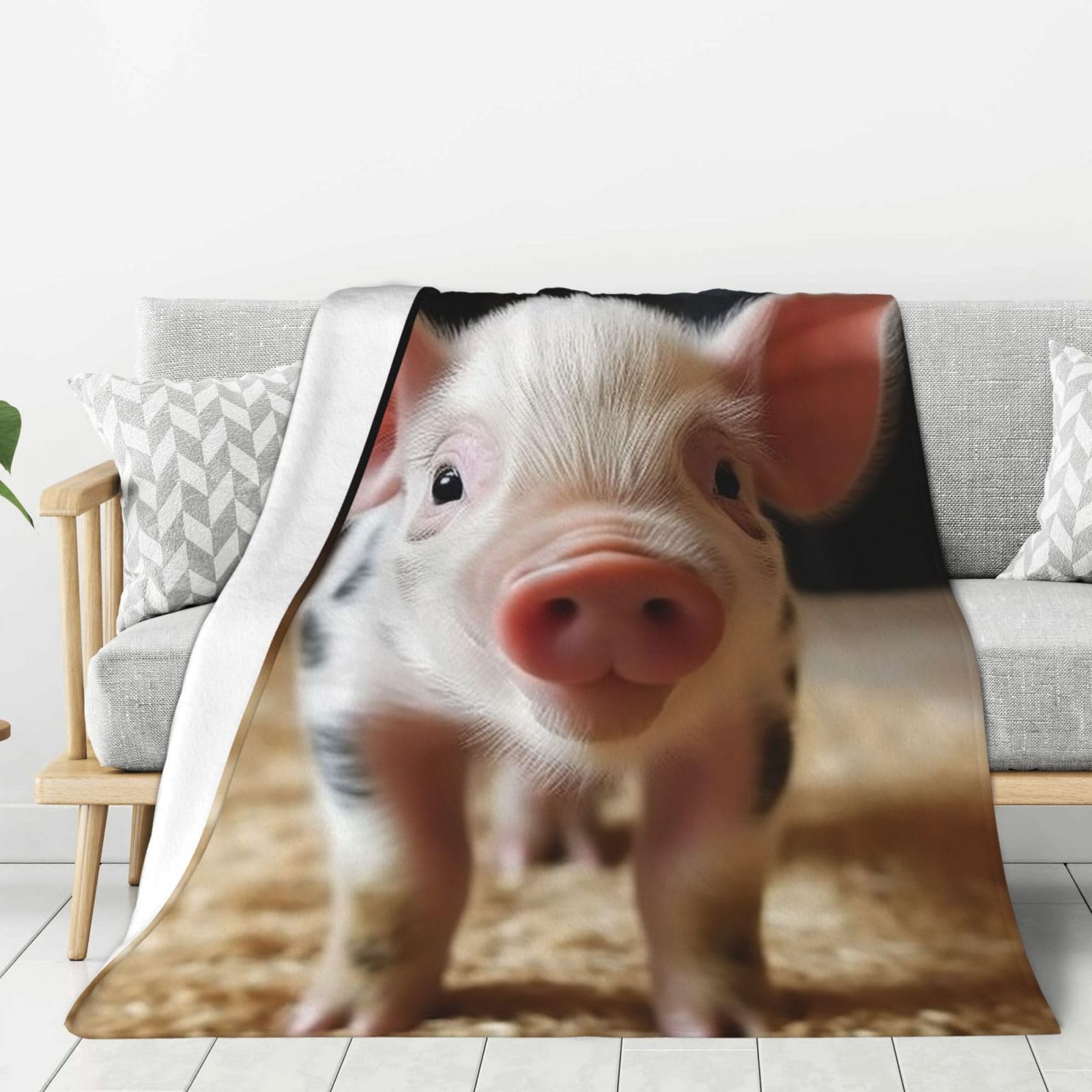 Smiling Throw Blanket Plush Flannel Fleece Blanket, Soft Lightweight Cozy Blankets 80"X60" for Bed Couch Sofa Travel