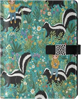 Skunk Child Flower Garden PU Leather Notebook A5 Binder 6 Ring Refillable Journal with Magnetic Buckle Closure Loose Leaf Travel Office Planner Budget Binder Notepad Portfolio