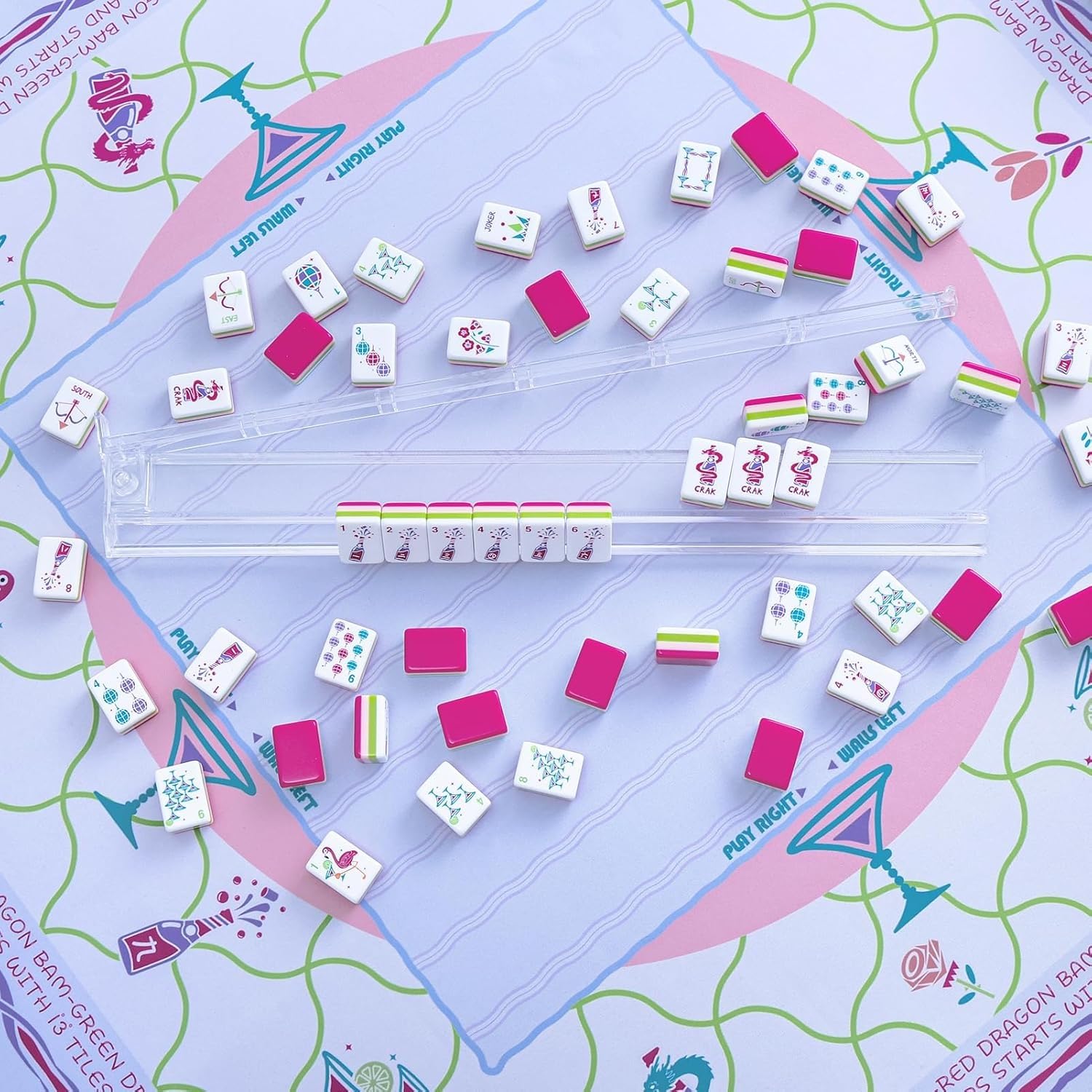 Zestaw płytek mahjong, 4 warstwy 160 akrylowych płytek mahjong Premium American Heritage, przenośna gra podróżna, do gry w mahjong, wieczory gier