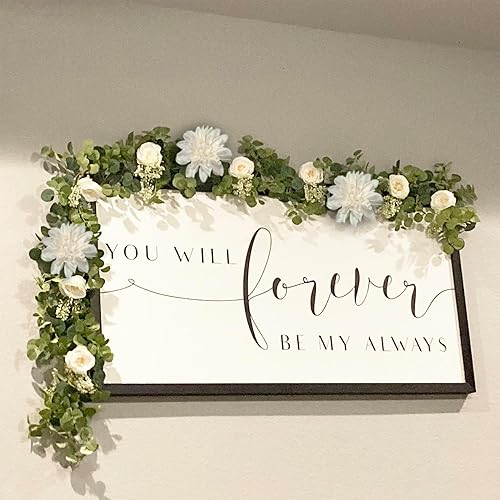 Miniatura 5 de Guirnalda de flores artificiales, vid de rosas, guirnalda de eucalipto artificial con flores, guirnalda floral de 6 pies para decoración de boda,