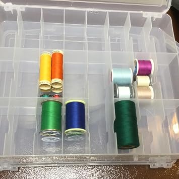 2 Pack 46 Grids Sewing Storage Boxes, Double-Sided Sewing Thread Organizer Boxes for Embroidery Floss Sewing Threads Crafts Decorations
