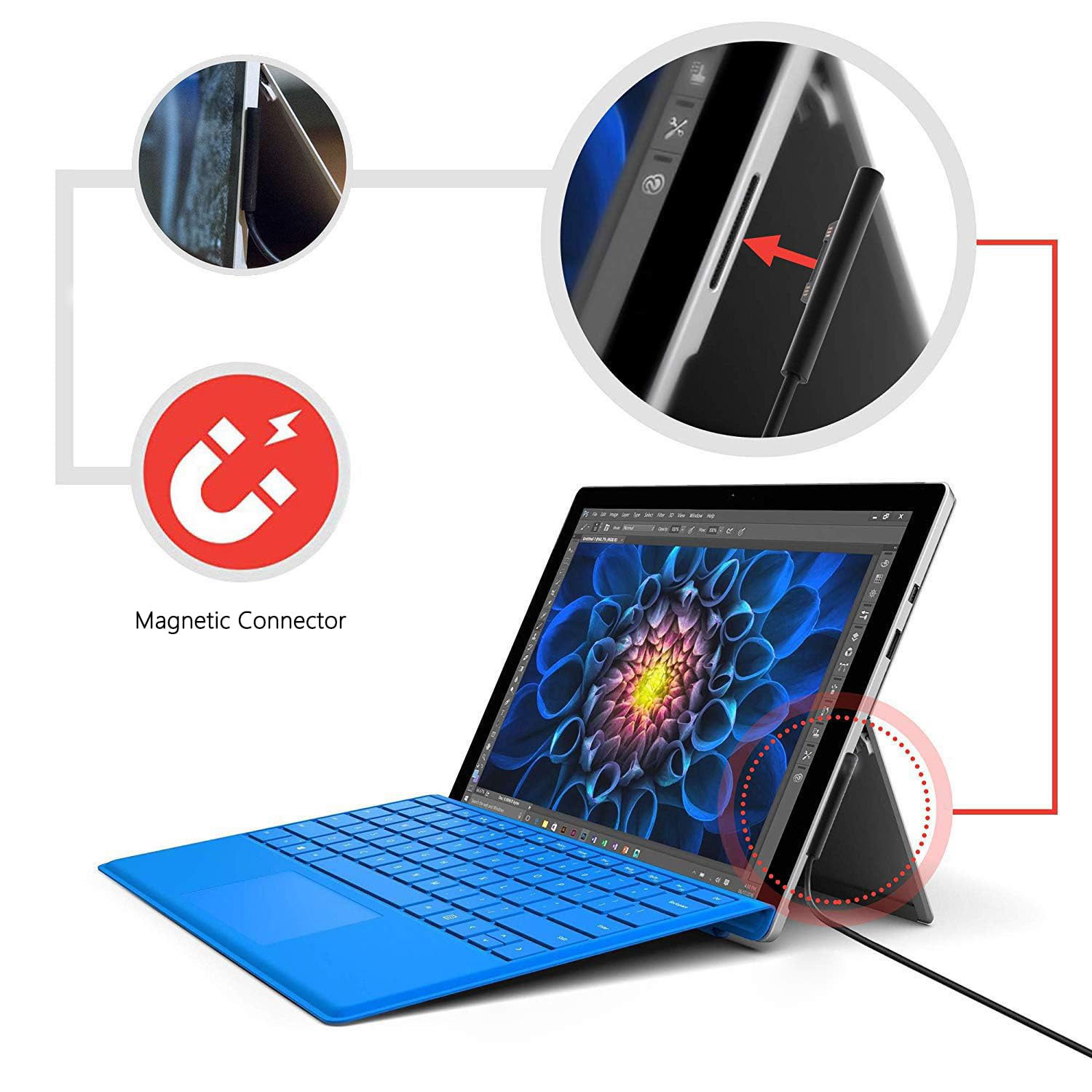 Surface Pro, caricabatteria da auto 65 W 15 V4 A, adattatore Sisyphy DC per veicoli con porte USB-A e USB-C, compatibile con Microsoft Surface Pro 11/10/7/6/5/4/3 Surface Go 3/2/1 Laptop 7/6/5/4/1