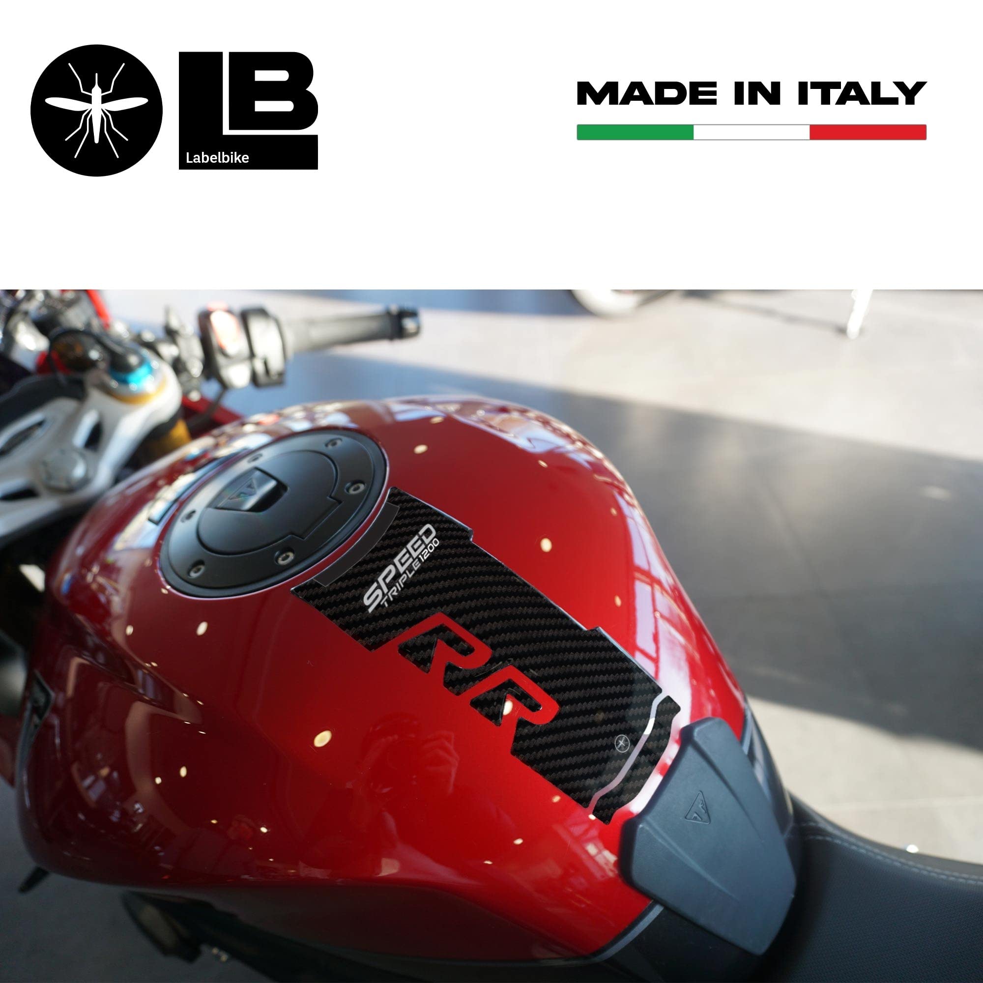 labelbike - Naklejka 3D Tank Pad kompatybilna z Triumph Speed Triple 1200 RR
