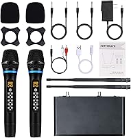 Vista 7 de Micrófono inalámbrico J10 Sistema de karaoke recargable, micrófono inalámbrico de metal UHF de mano con control de graves agudos de volumen y caja