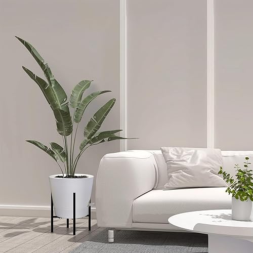 Miniatura 6 de Maceta de riego automático de 1098 pulgadas, juego de 3 macetas de plástico para plantas de interior con agujeros de drenaje, depósito profundo para