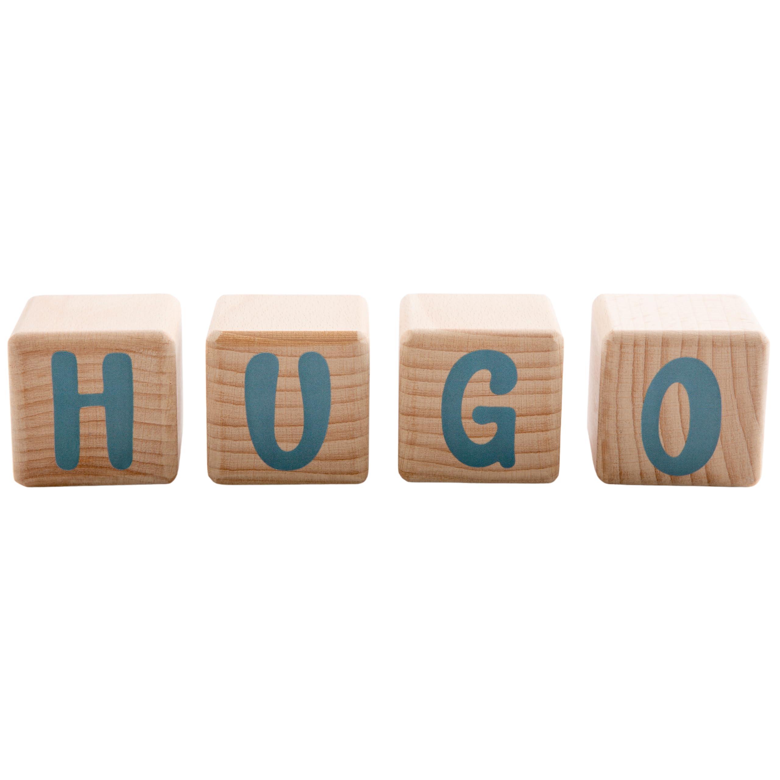 Cubos de Madera de 5cm x 5cm Kit de 4 Cubos con Pegatinas Grises - Letras de Madera de Gran Tamaño, Nombre Personalizado, Decoración para Habitación Infantil y Regalo de Nacimiento (Gris, 4)