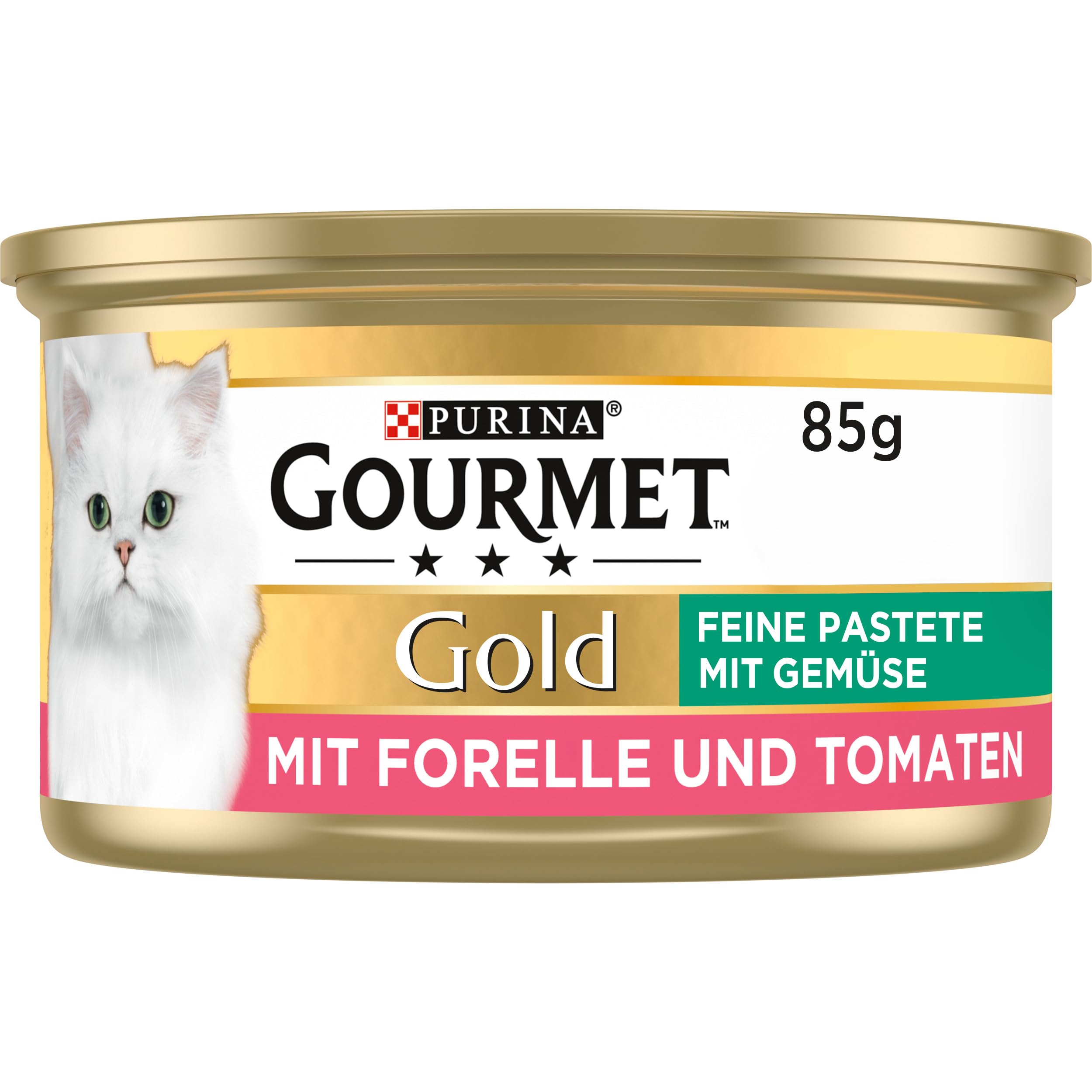 Gourmet Gold Feine Pastete mit Gemüse Katzenfutter nass, mit Forelle und Tomaten, 12er Pack (12 x 85g)