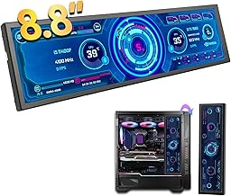 8.8in USB Mini Screen, USB C PC Sensor Panel Display, AIDA64 PC CPU Data Monitor, PC Computer Temp Mini Secondary Screen for Desktop Chassis (Without Touch)