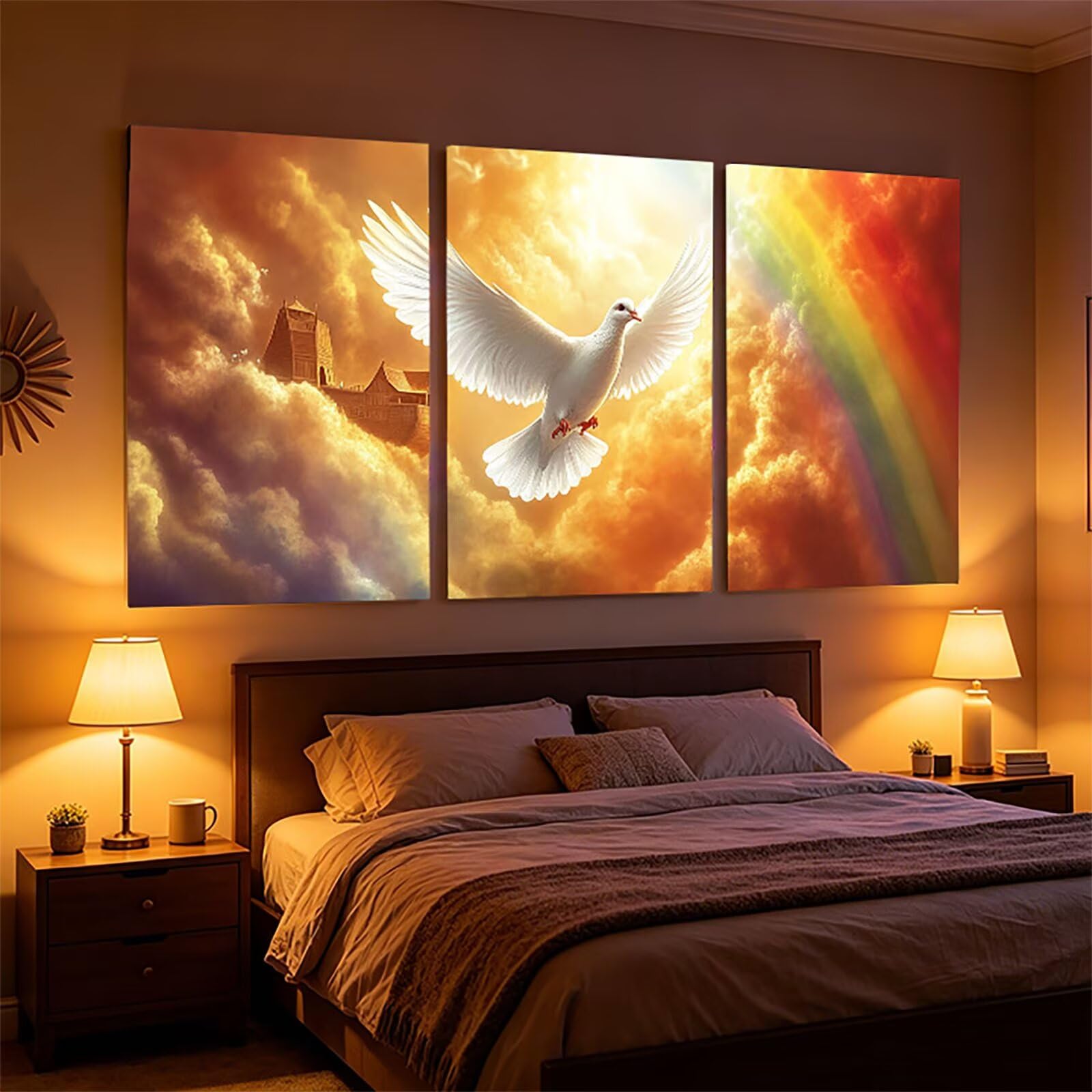 Diamond Painting Arche Noah, Strassstein Malen Nach Zahlen Erwachsene 3 Pack, Diamond Painting 60 x 40 cm Vollbohrer Leinwand zum Bemalen für Schlafzimmer Deko Wohnzimmer Büro Geschenke Taube PZSH0539