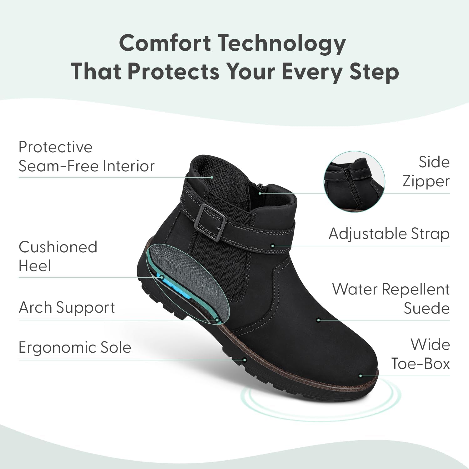 Orthofeet Women's Orthopedic Scarlett Ankle Boots - Image 3