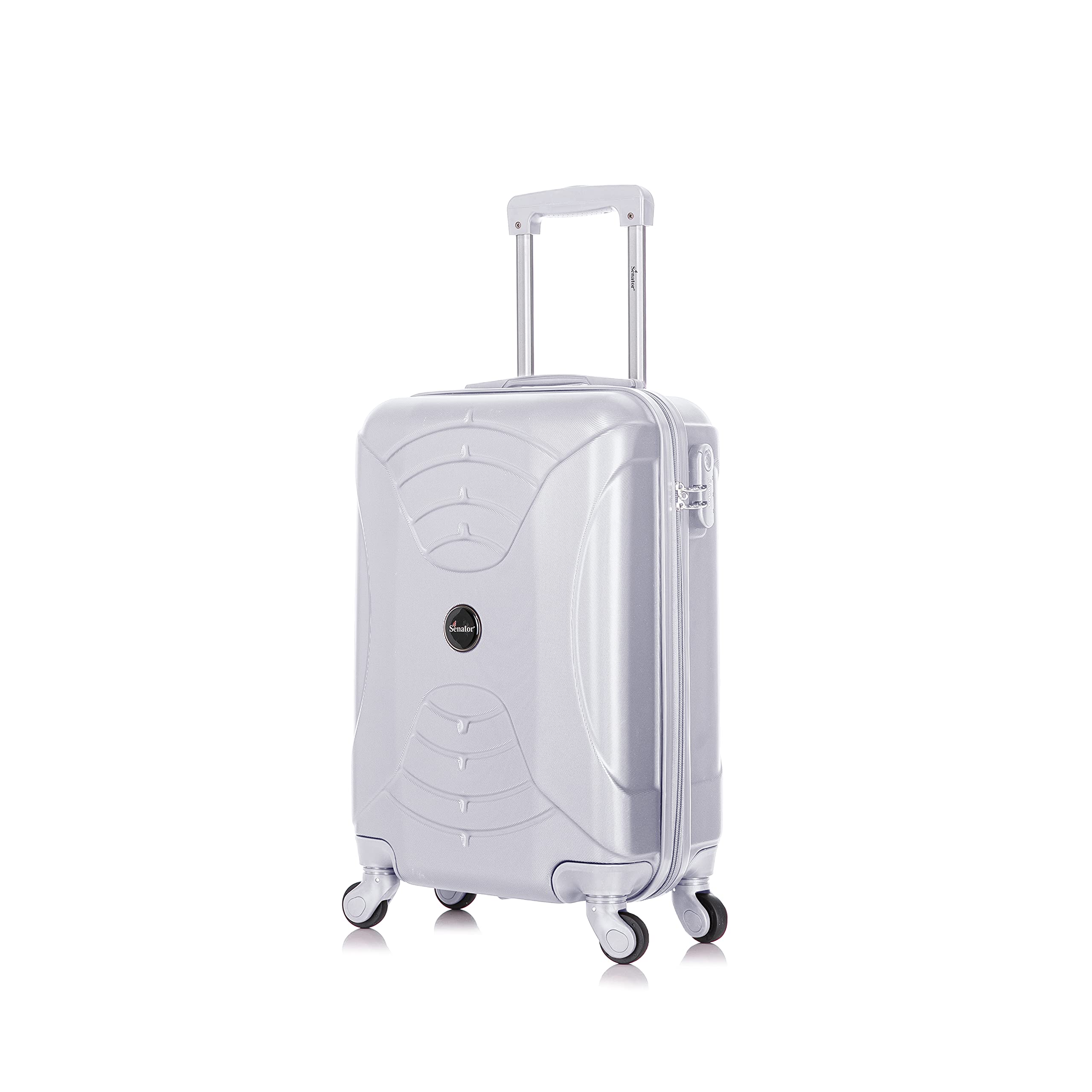 SenatorUnisex ABS Hardshell Cabin size Small Suitcase Carry on Travel luggage Trolley with 4 quite spinner wheel KH2005 (Carry-On 20-Inch, Silver White)
