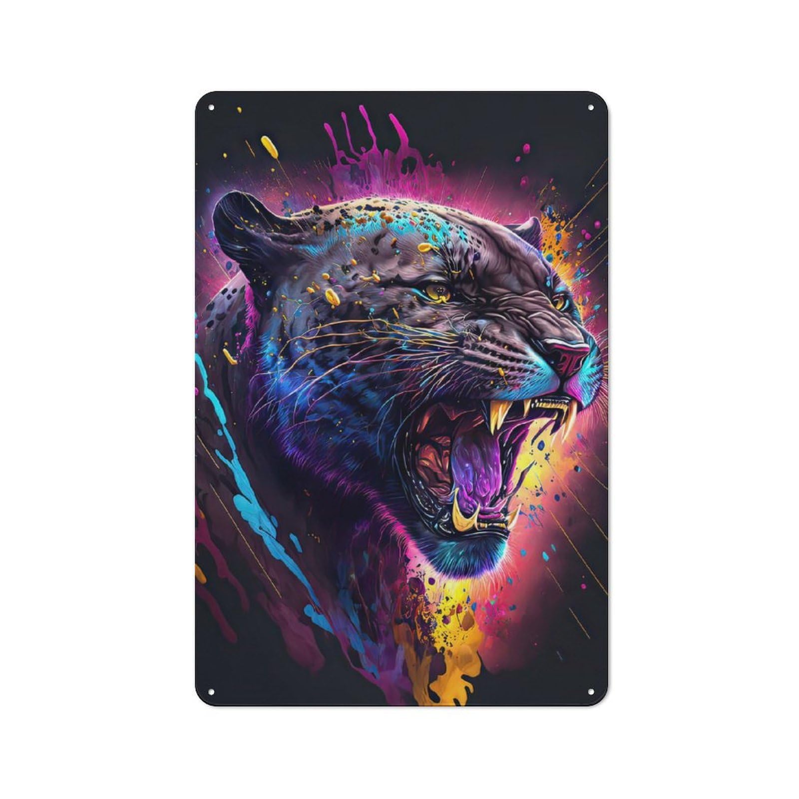 Junmoney The Excited Panther Metal Wall Sign 30X20cm Featuring For Garage Or Workshop, For Garage, Workshop And Man Cave Decoration