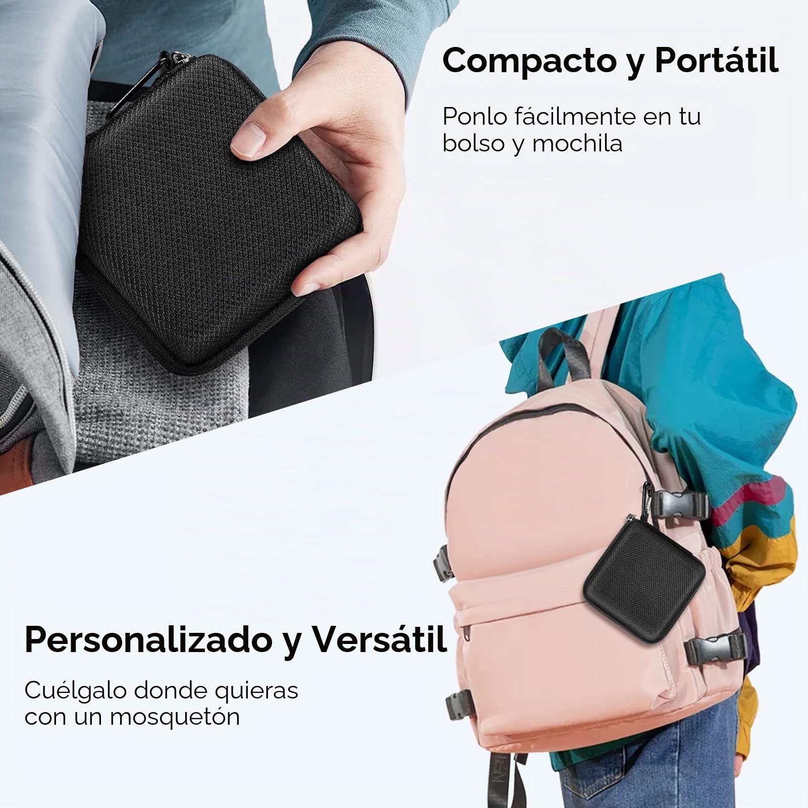 FINPAC Duro Funda para Macbook Cargador, Protectora Carcasa da Electrónica Accesorios, Organizador Bolsa de Viaje para Cargador/Cable/USB/Portátil Accesorios, (Negro)