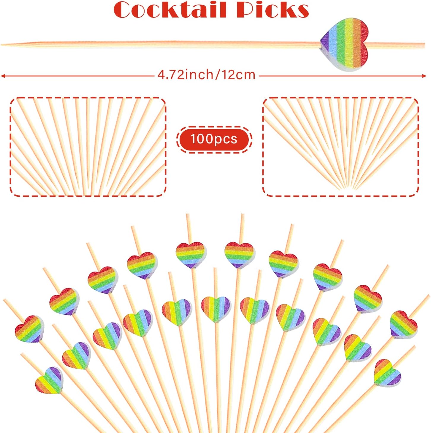 Rainbow Color Love Heart Cotail Pis Rainbows Stripe Decorat