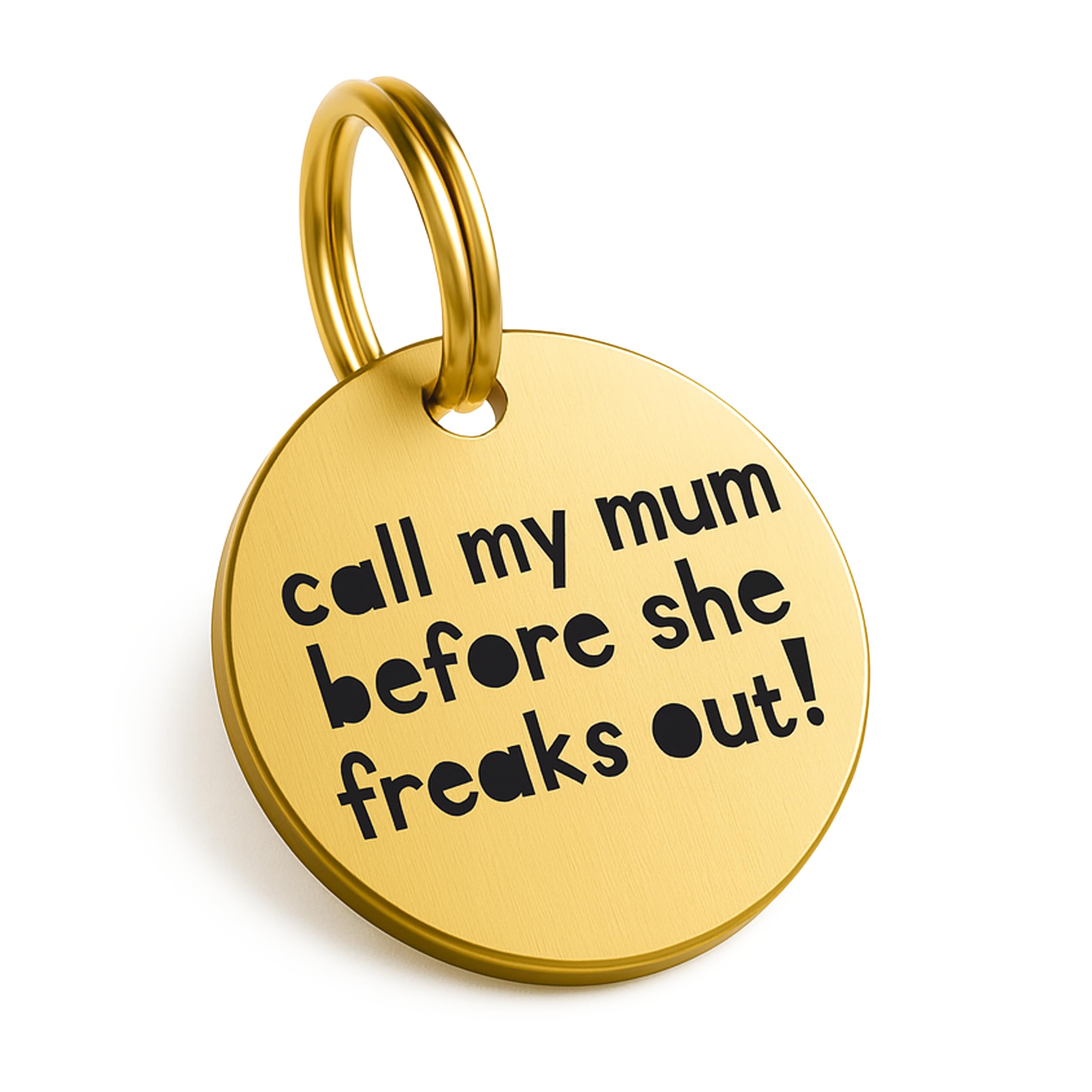 Engraved Dog Tag Large Gold Brass Personalised ID Disc for Pets UK, 30mm Heavy Duty Identification, UK Legal, The Stately Hound (Large)