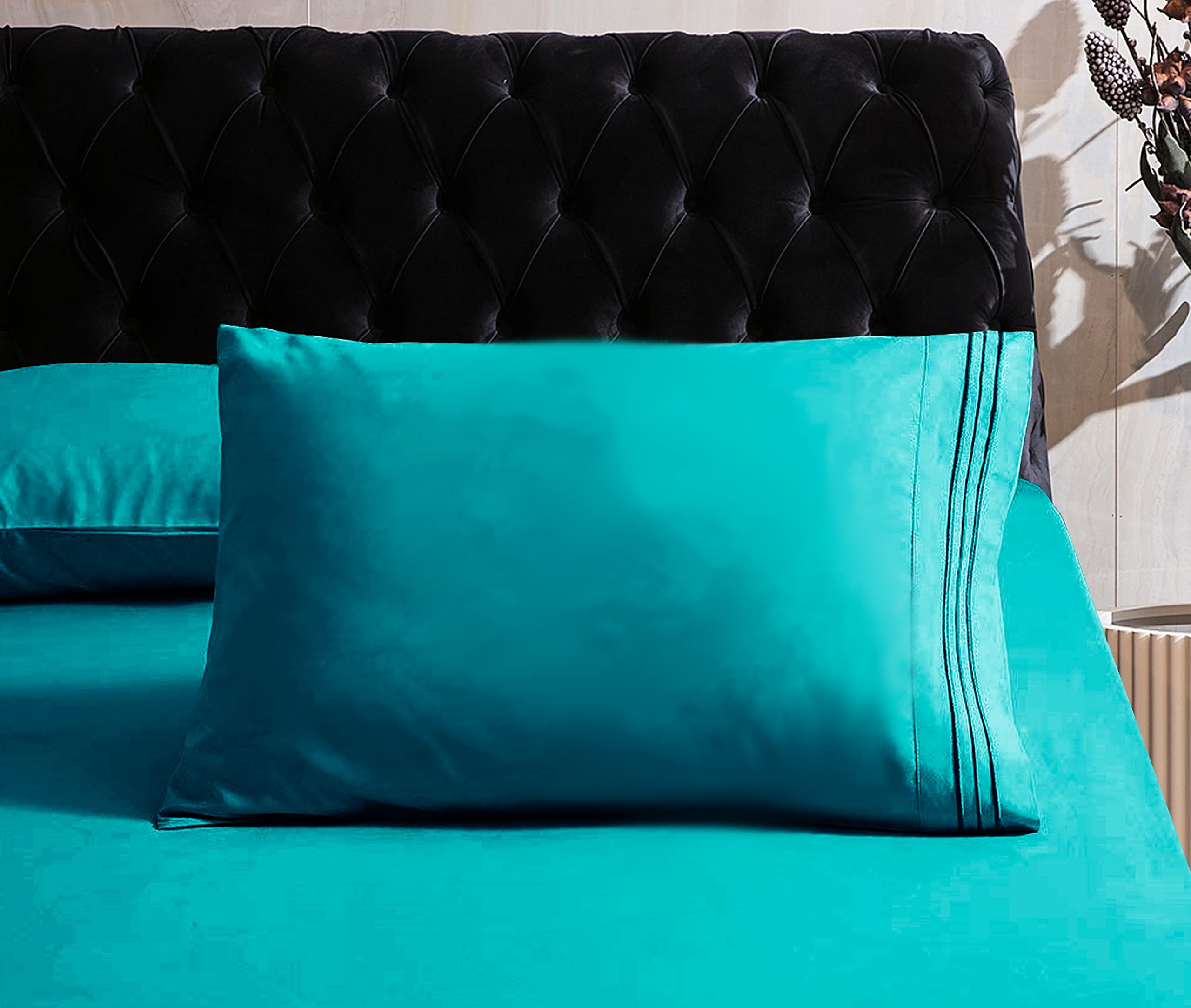 Mocassi Hotel Luxury 1800 Thread Count Bedding Pillowcases King Size Set of 2 - Pillow Covers - Pillow Protector - Cooling Pillowcases (Set of 2 King Size 20" x 40", Teal)
