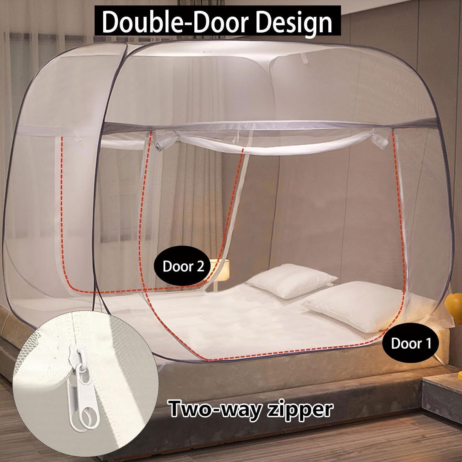 Zanzariera per letto pieghevole 180x200 cm pop-up da viaggio