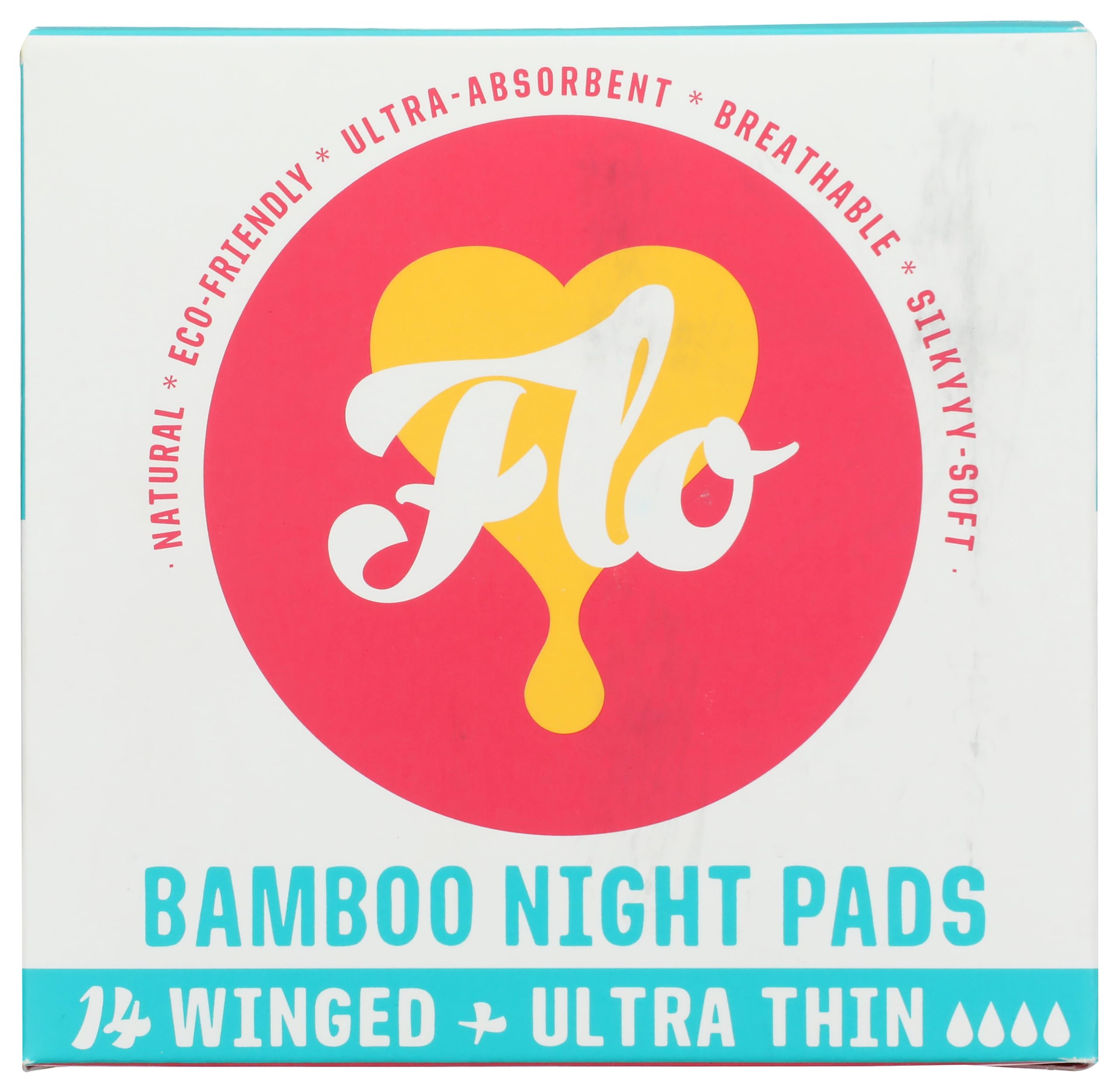 Bamboo Night Period Pads – Super Absorbent, Soft, Thin - Winged Leak-Free Pads for Regular Flow – 14 Pads